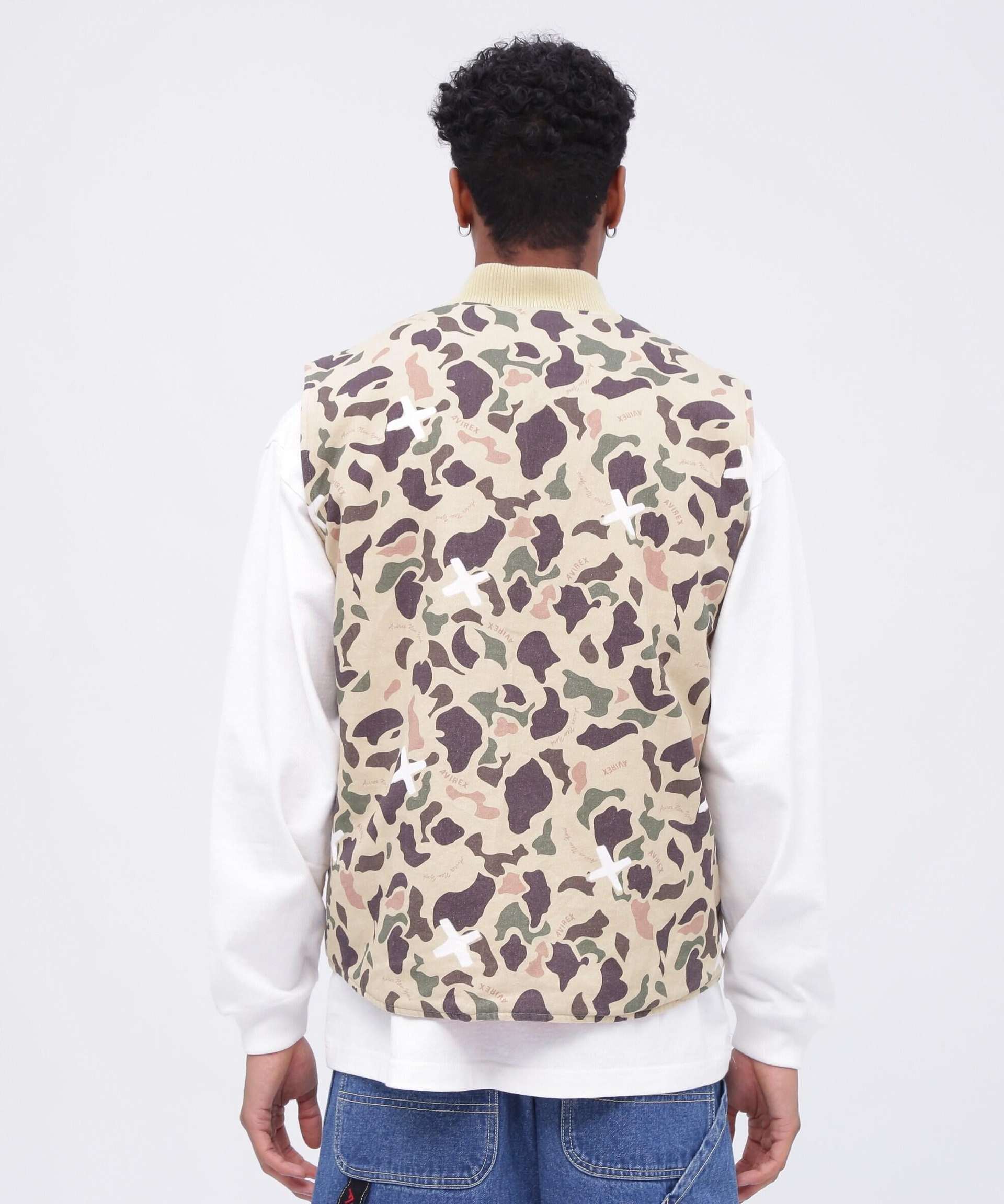 >EVE>SIRLE DUCK CAMO VEST / リバーシブル ダックカモ ベスト / AVI>EX / アヴィレックス オレンジ