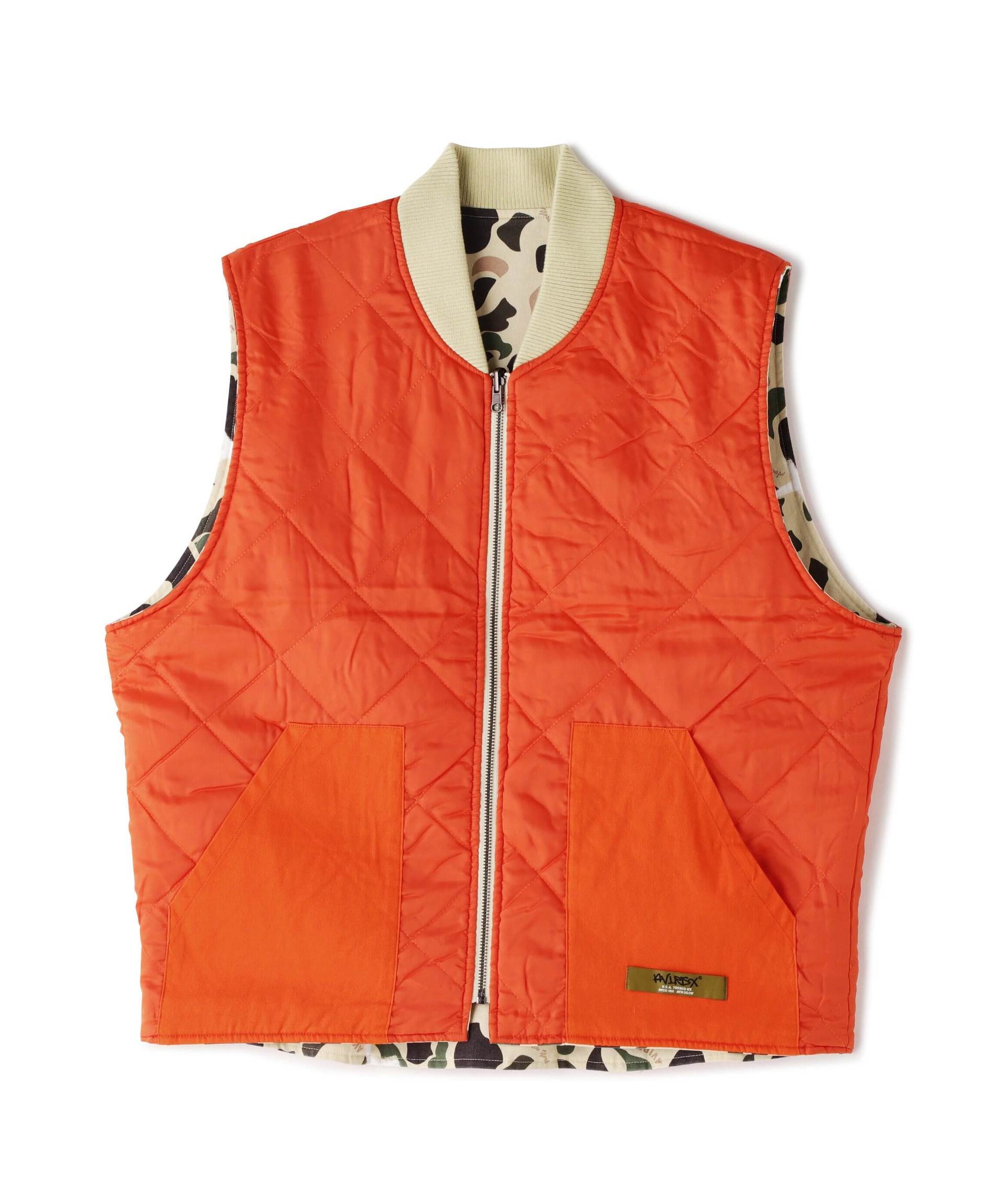 >EVE>SIRLE DUCK CAMO VEST / リバーシブル ダックカモ ベスト / AVI>EX / アヴィレックス オレンジ