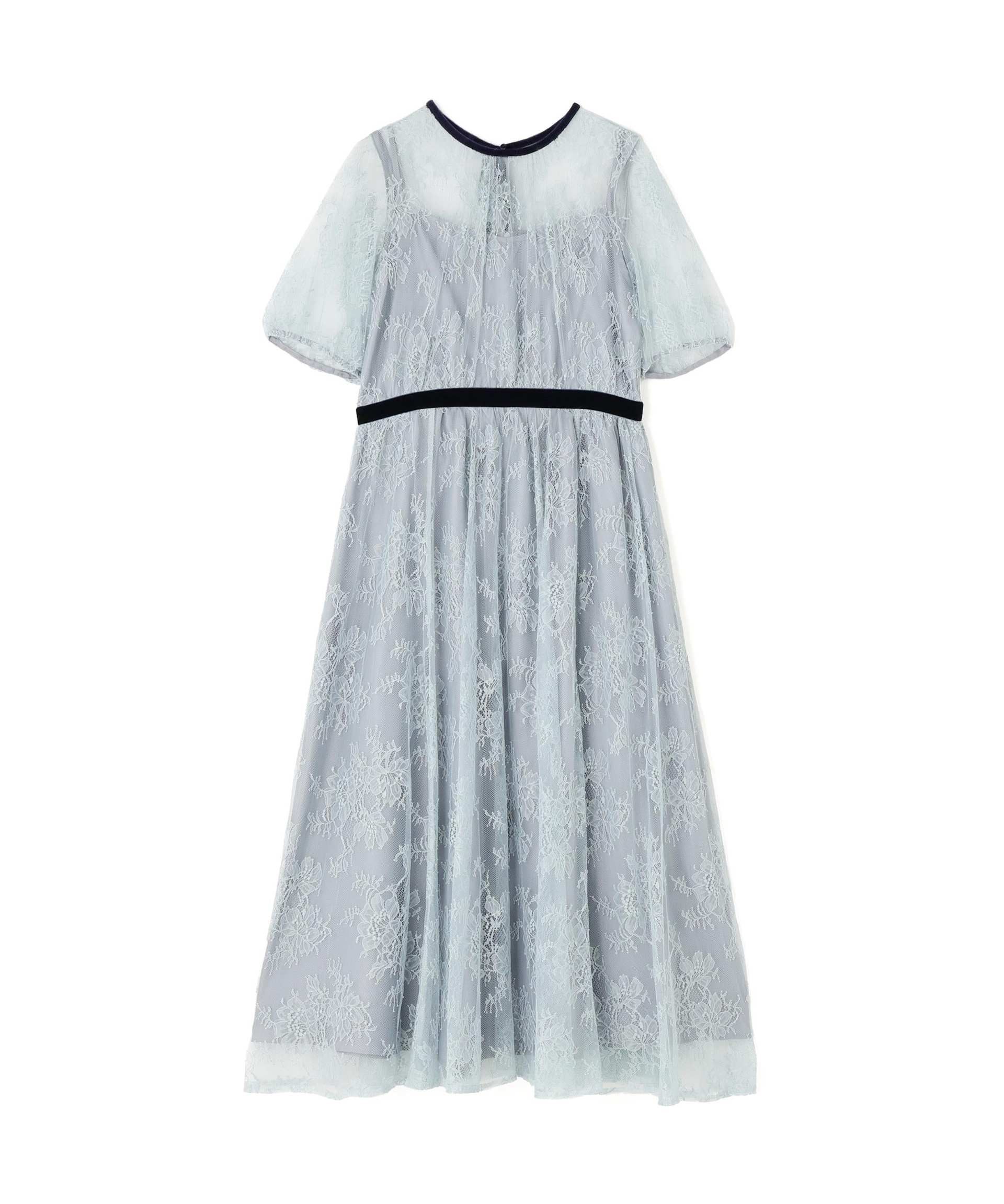 ベロアリボンシアーワンピース ブルー