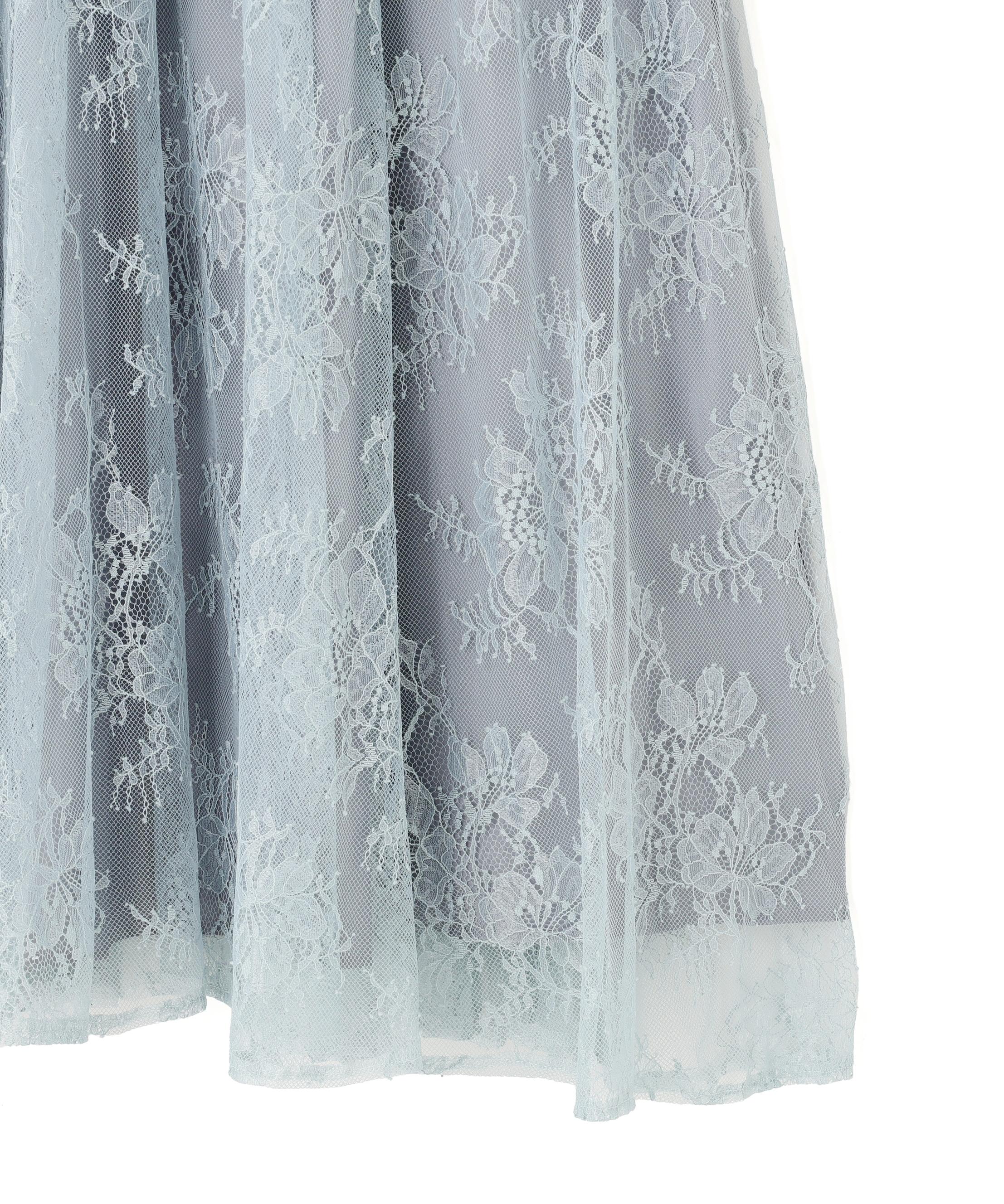 ベロアリボンシアーワンピース ブルー