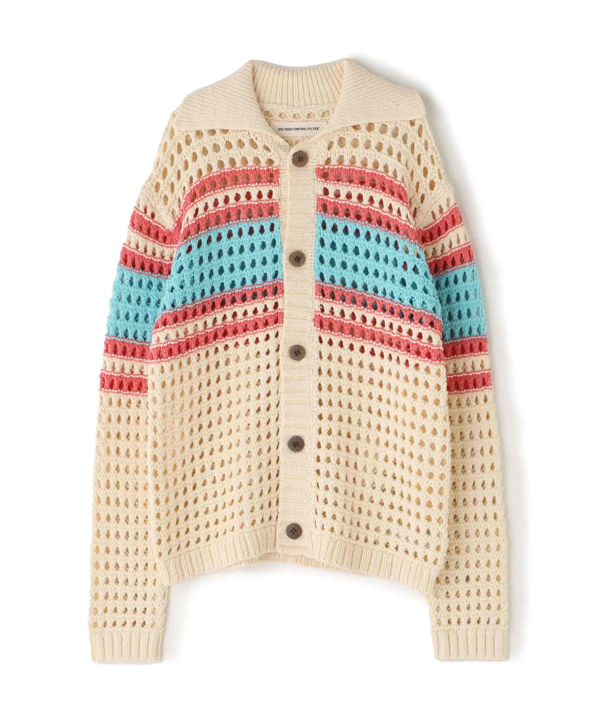 VOLTAGE CONTROL FILTER/Voltage Control Filter/MESH BORDER KNIT CARDIGA
