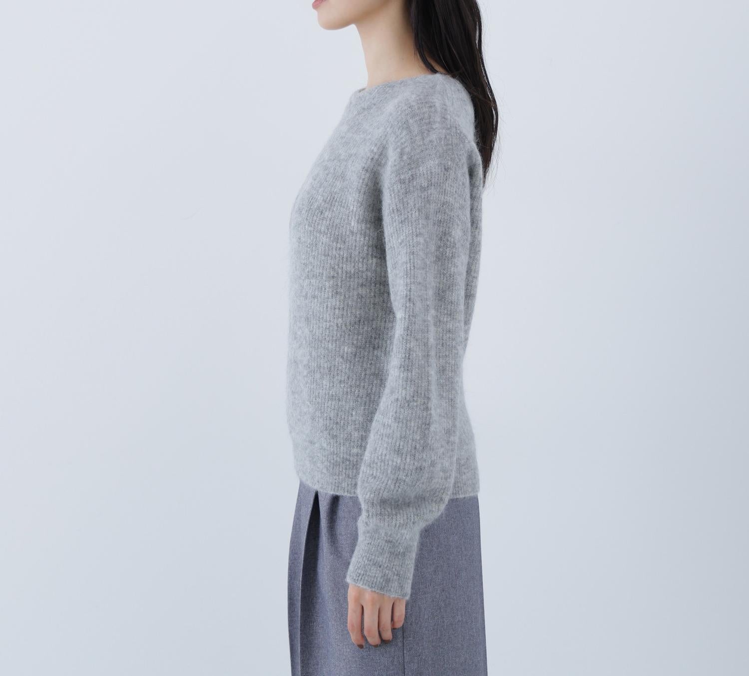 アルパカ混クルーネックニット グレー