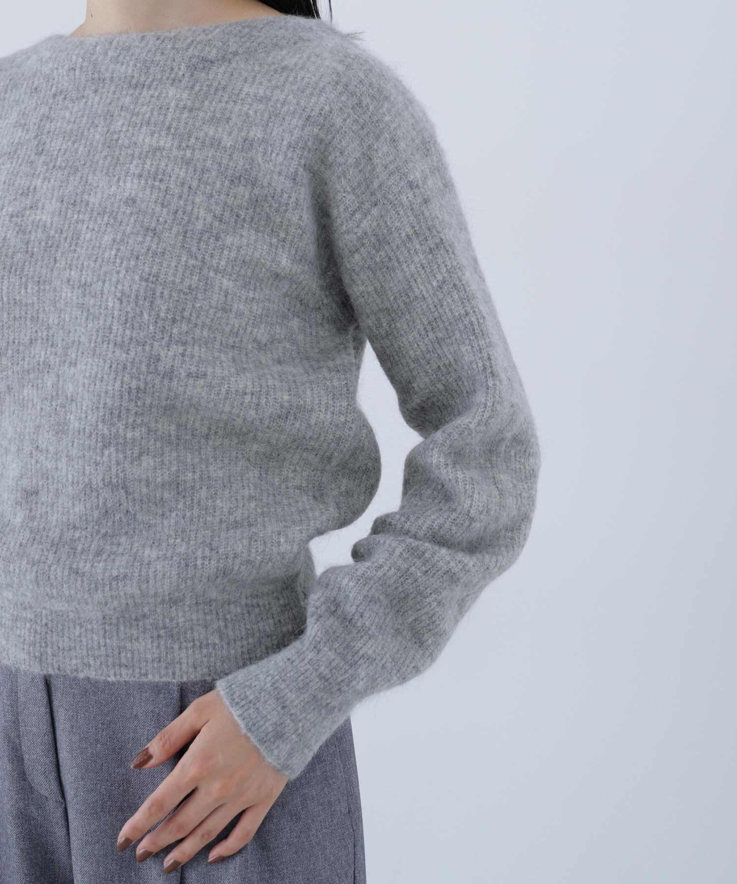 アルパカ混クルーネックニット グレー