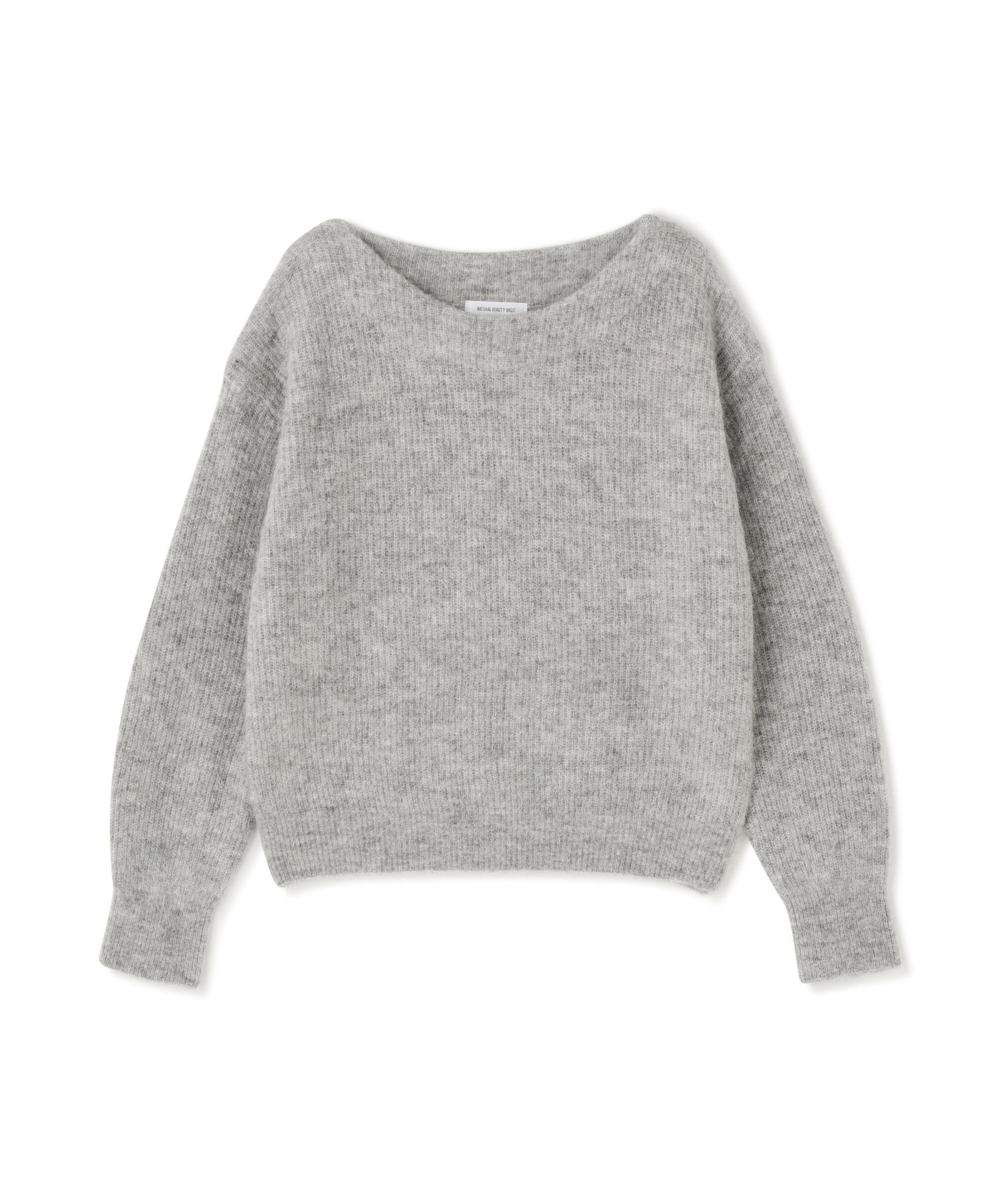 アルパカ混クルーネックニット グレー