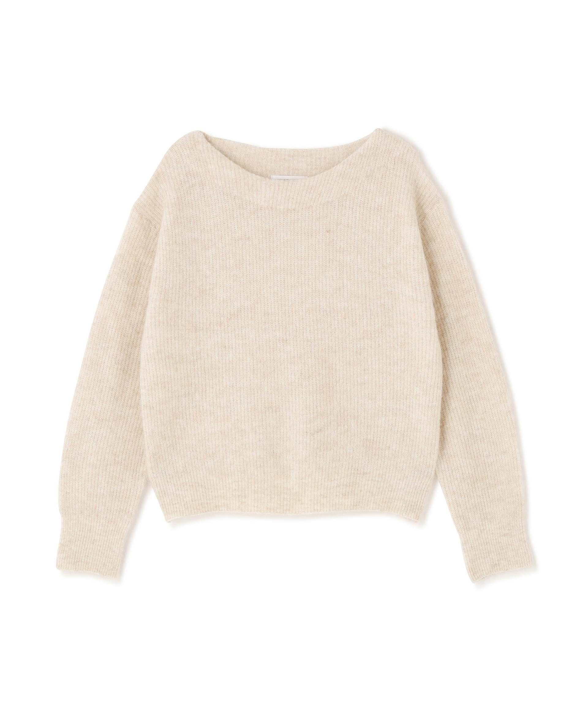 アルパカ混クルーネックニット ライトベージュ