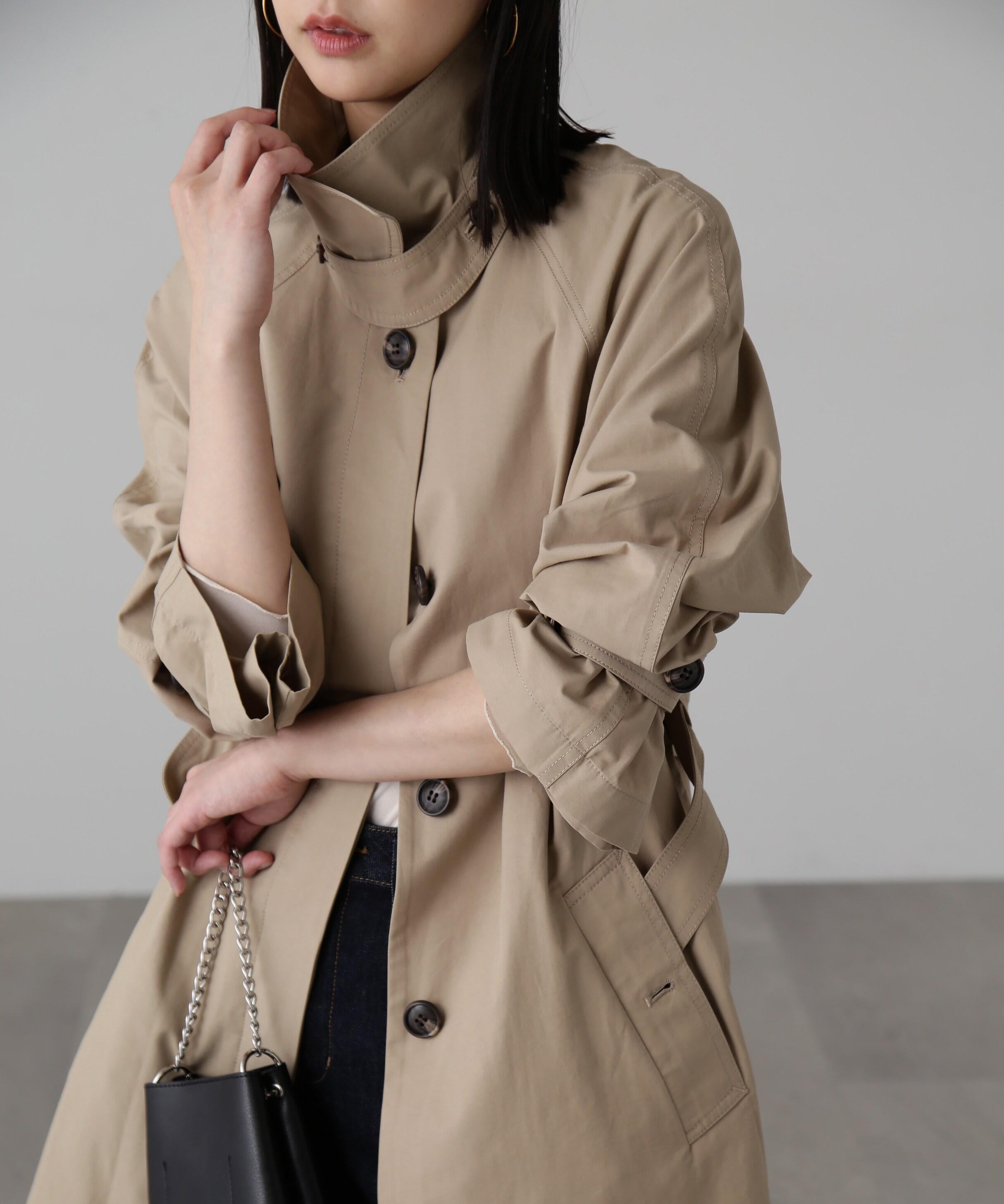 ２ｗａｙスタンドカラーコート ベージュ1