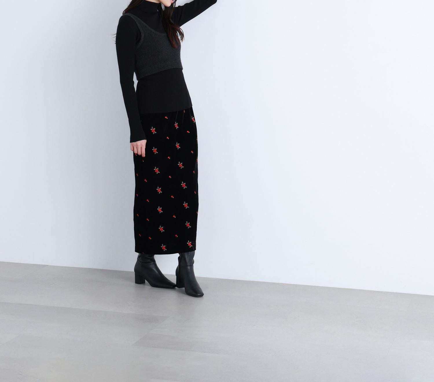 ビスチェレイヤードニット ブラック×チャコール2