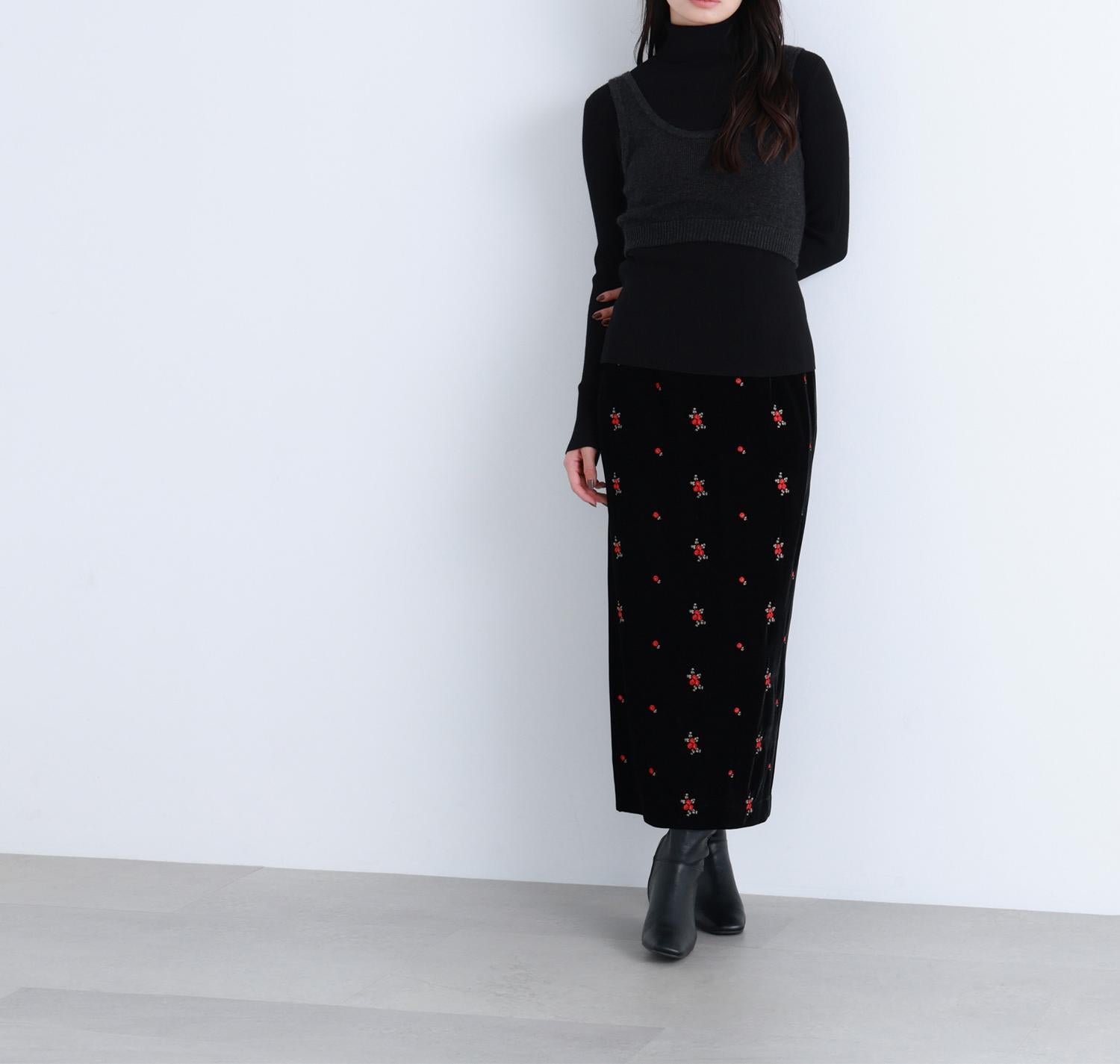 ビスチェレイヤードニット ブラック×チャコール2