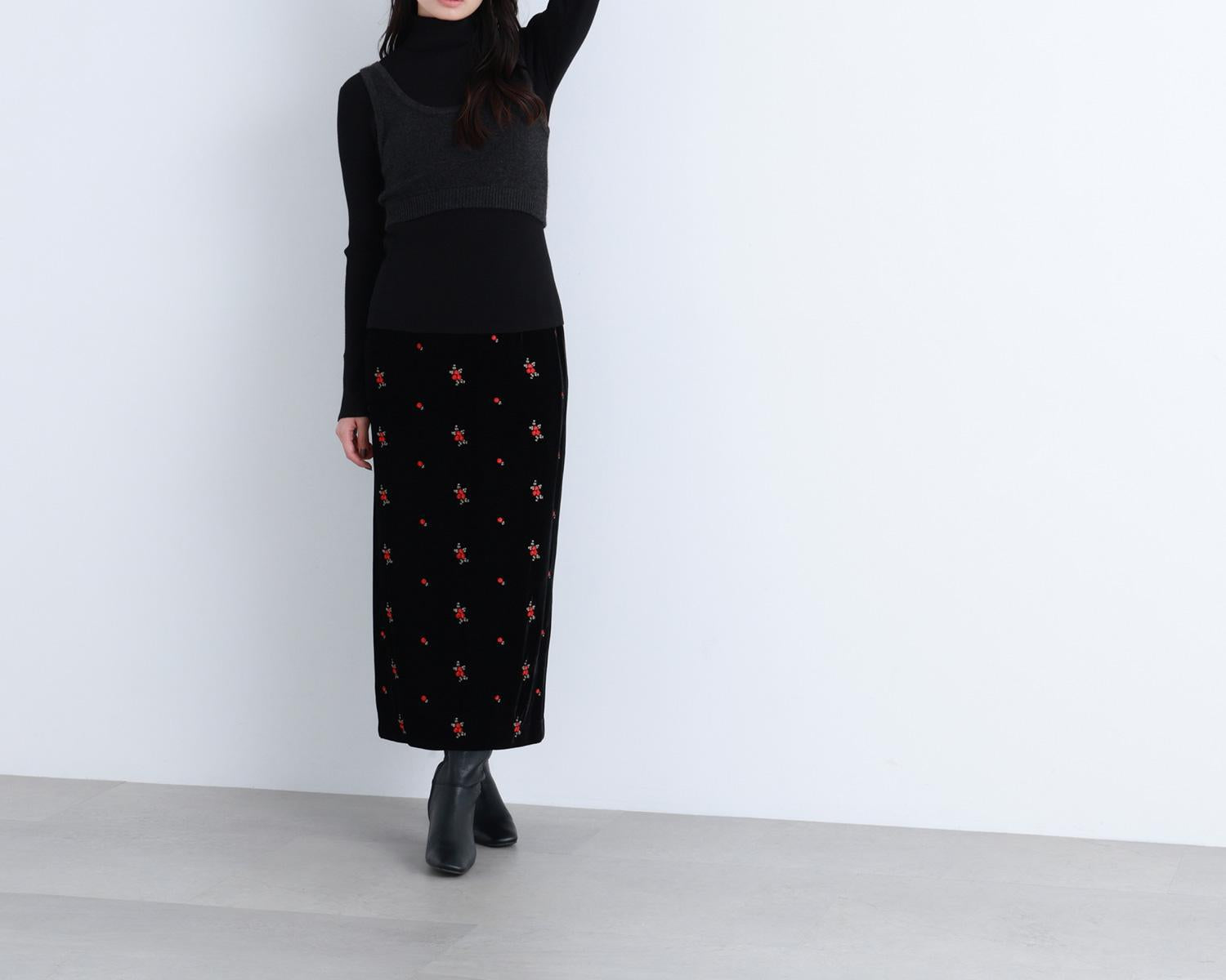 ビスチェレイヤードニット ブラック×チャコール2