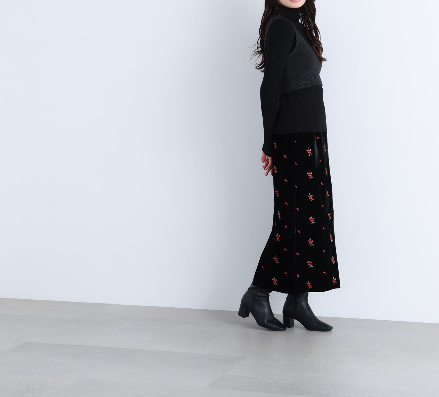 ビスチェレイヤードニット ブラック×チャコール2