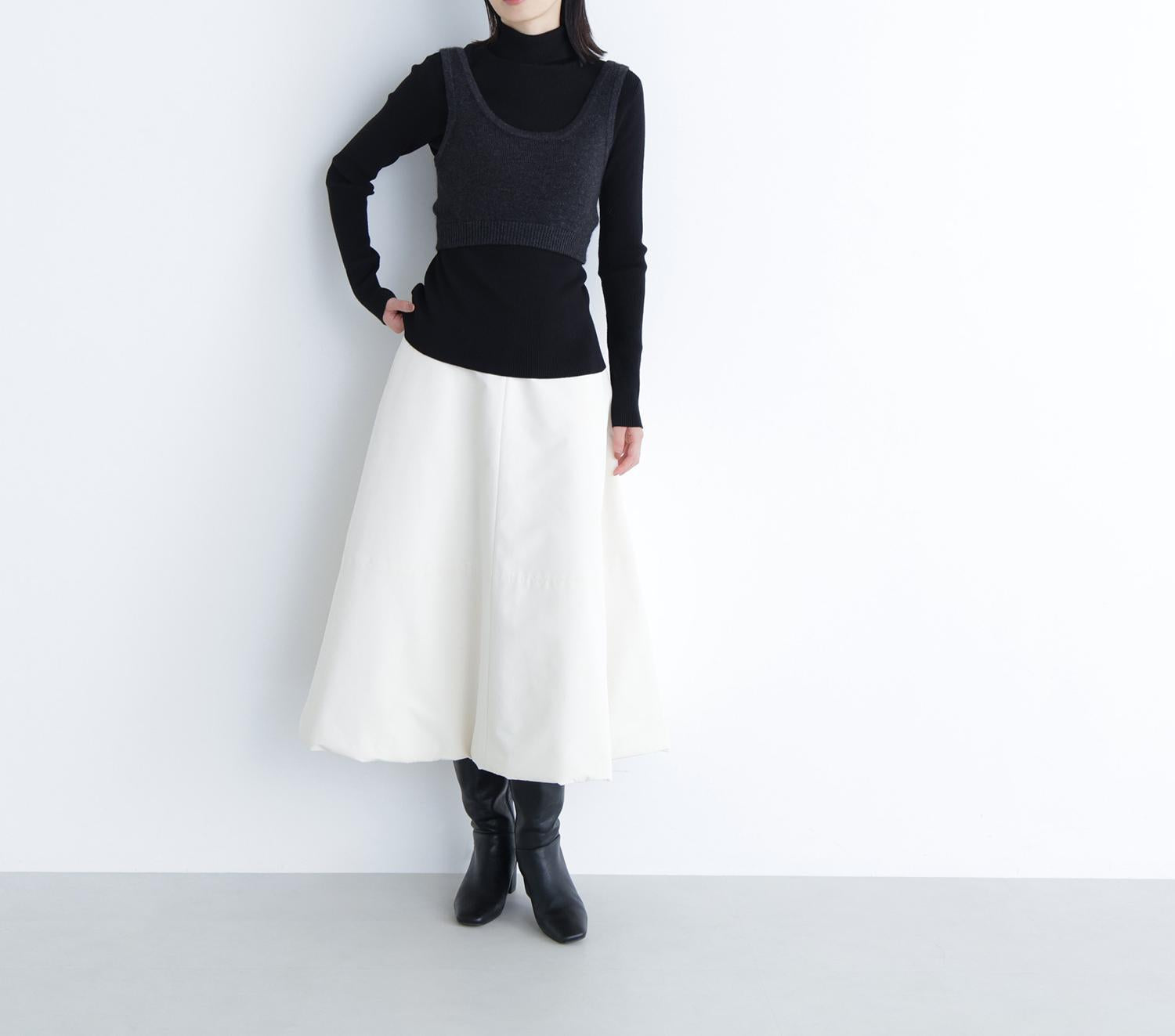 ビスチェレイヤードニット ブラック×チャコール2