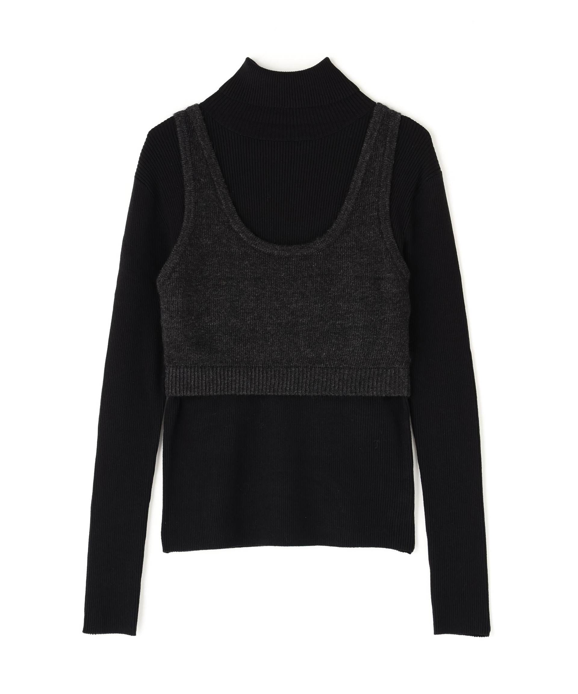 ビスチェレイヤードニット ブラック×チャコール2