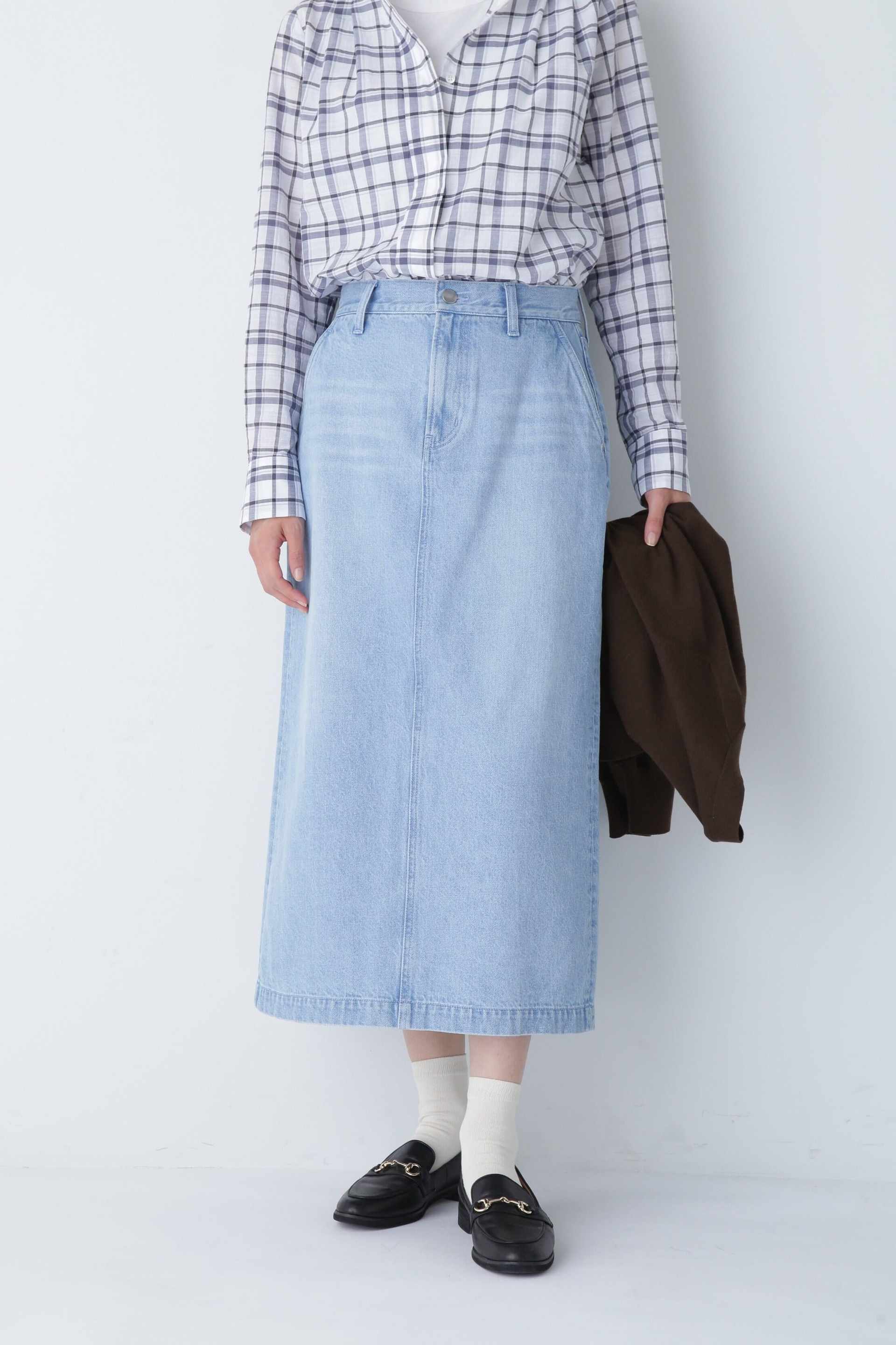 ◆ストレートデニムスカート ブルー