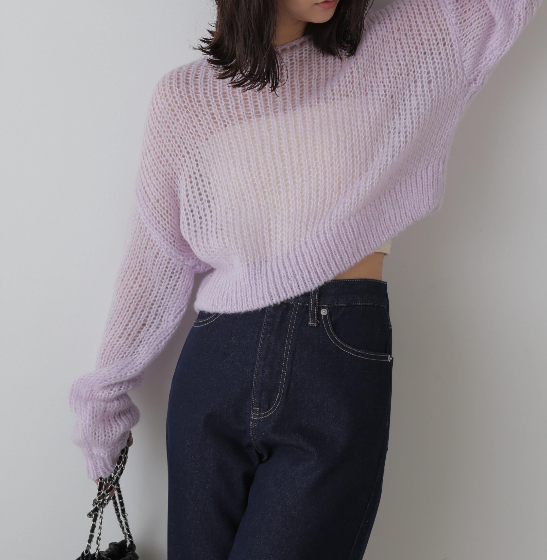 シアーモヘヤライクニット パープル