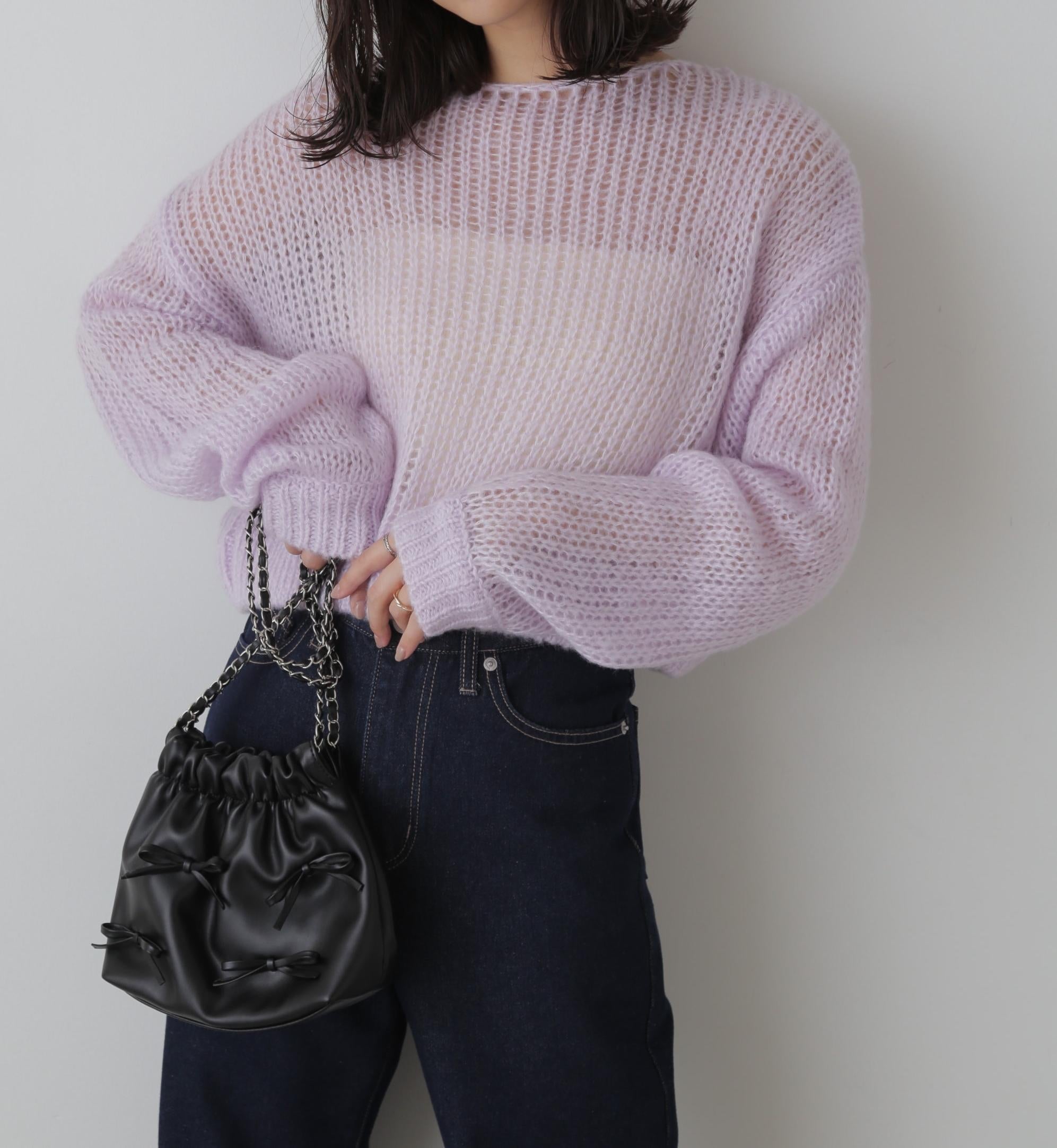 シアーモヘヤライクニット パープル