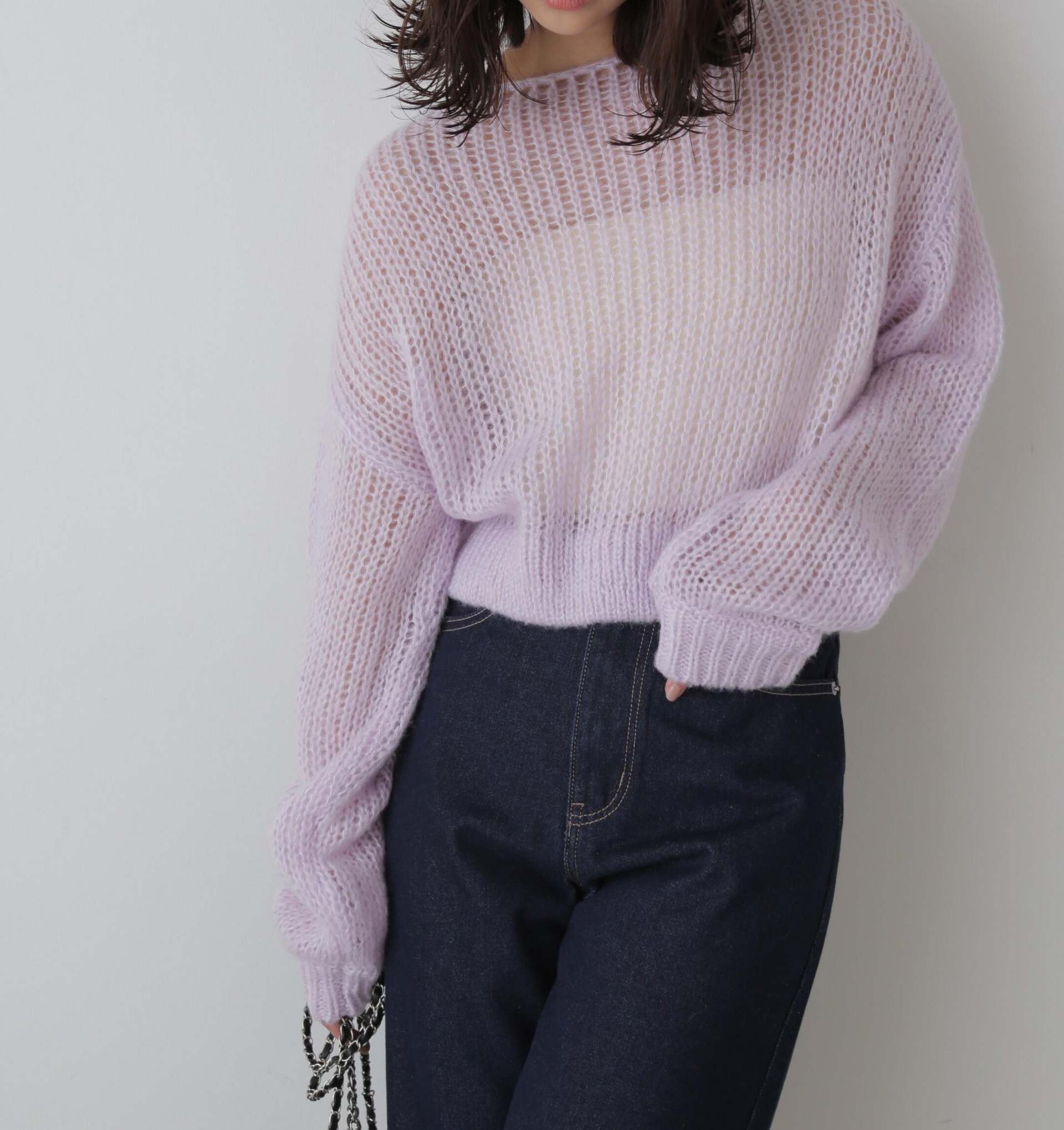 シアーモヘヤライクニット パープル