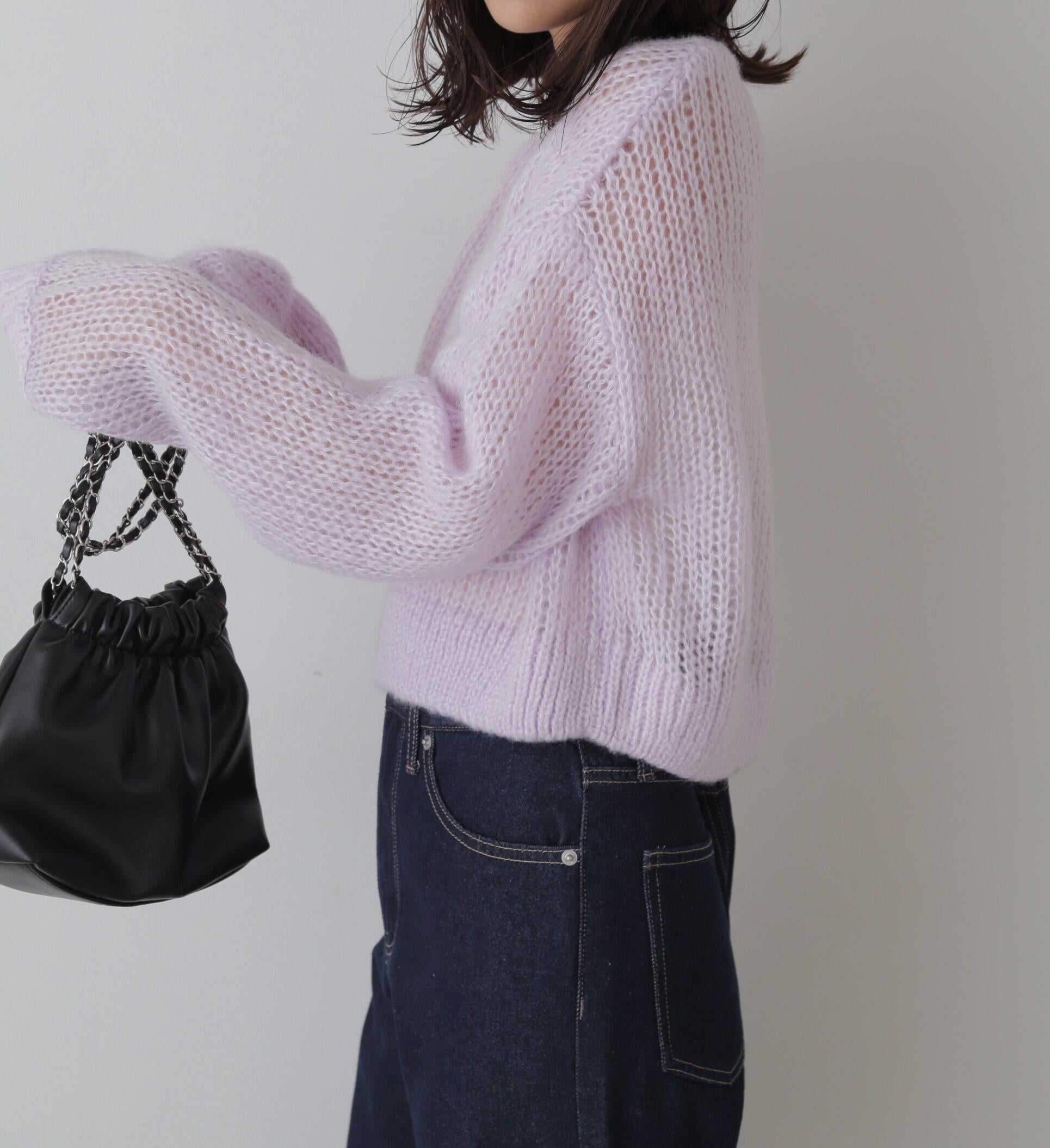 シアーモヘヤライクニット パープル