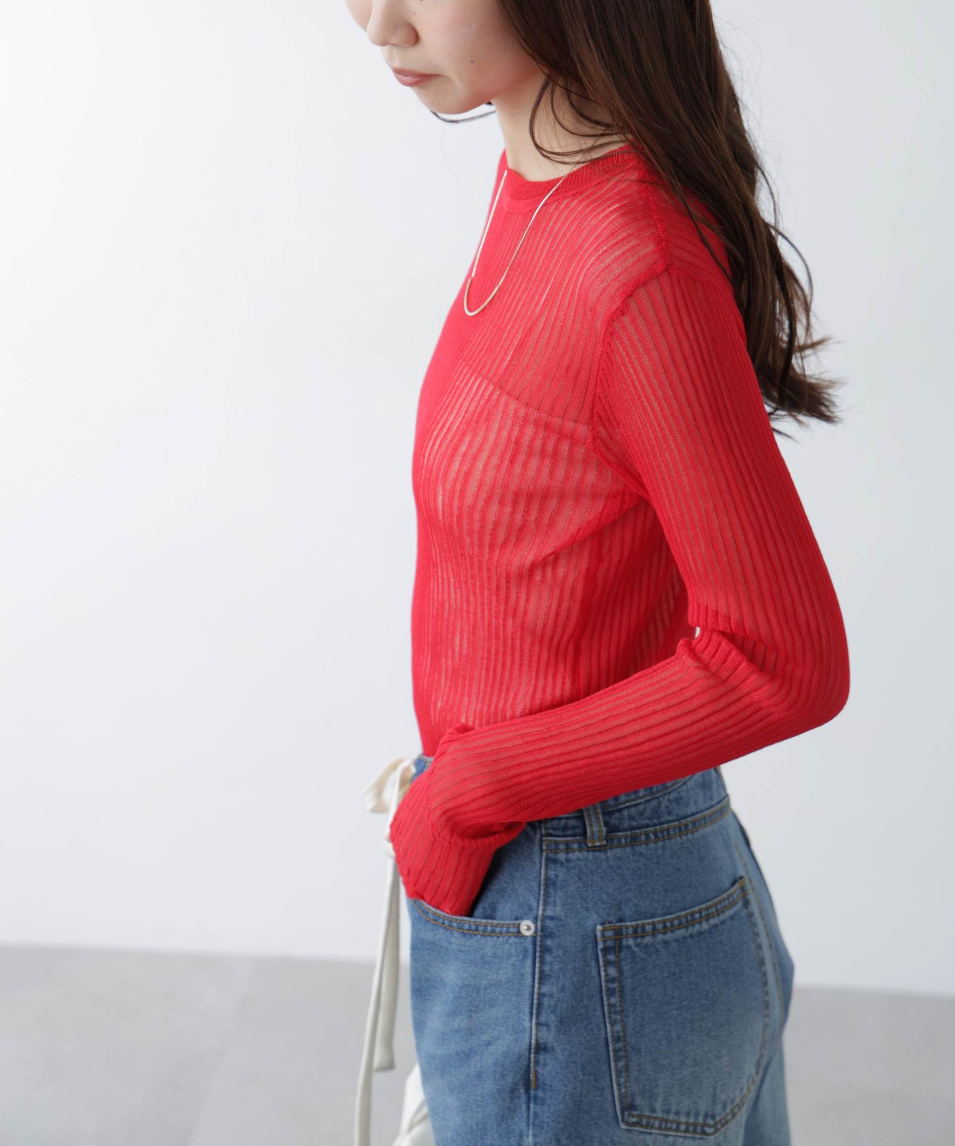 ［MFM］シアーリブニット 赤