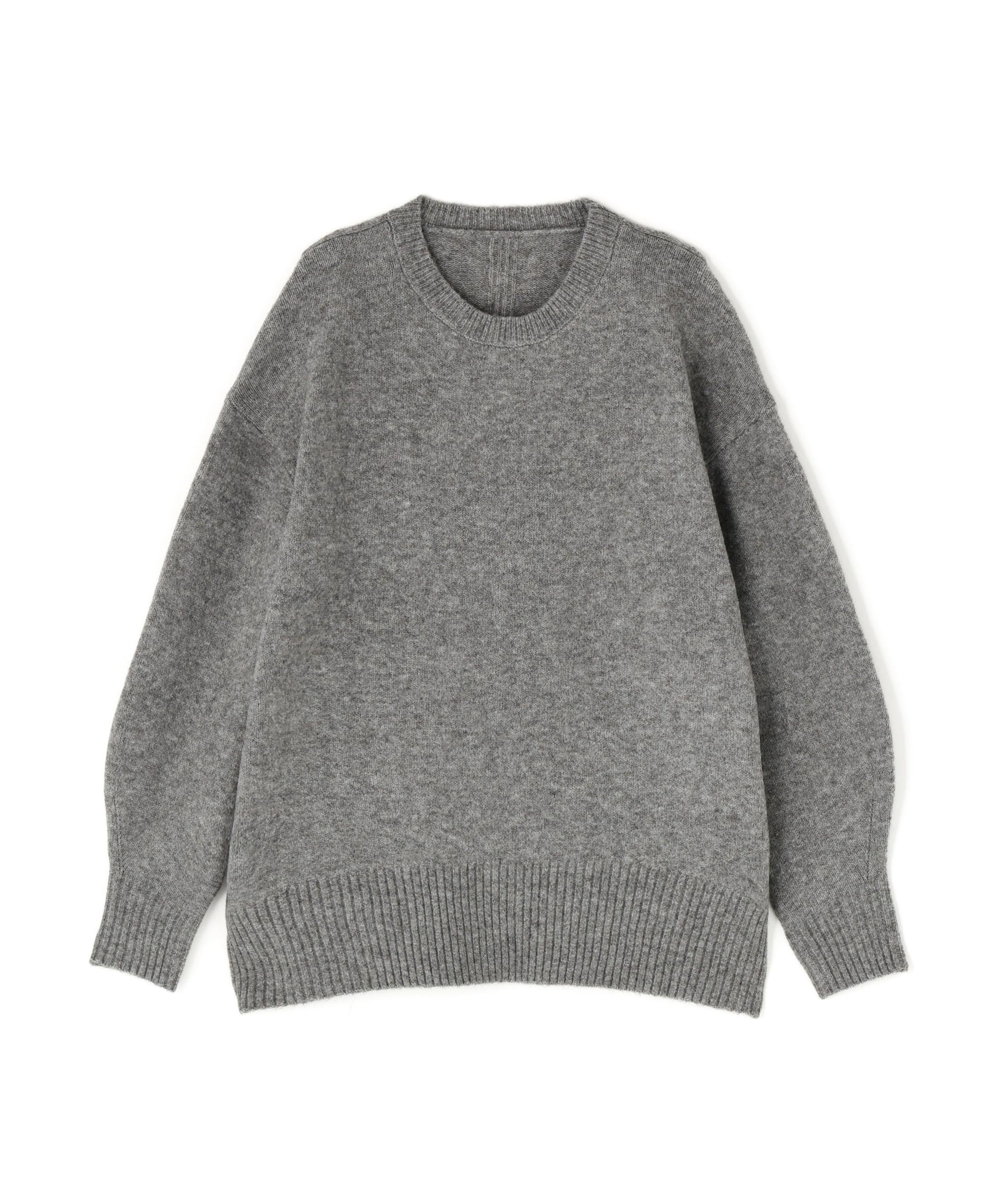 バックスリットミドルニット グレー