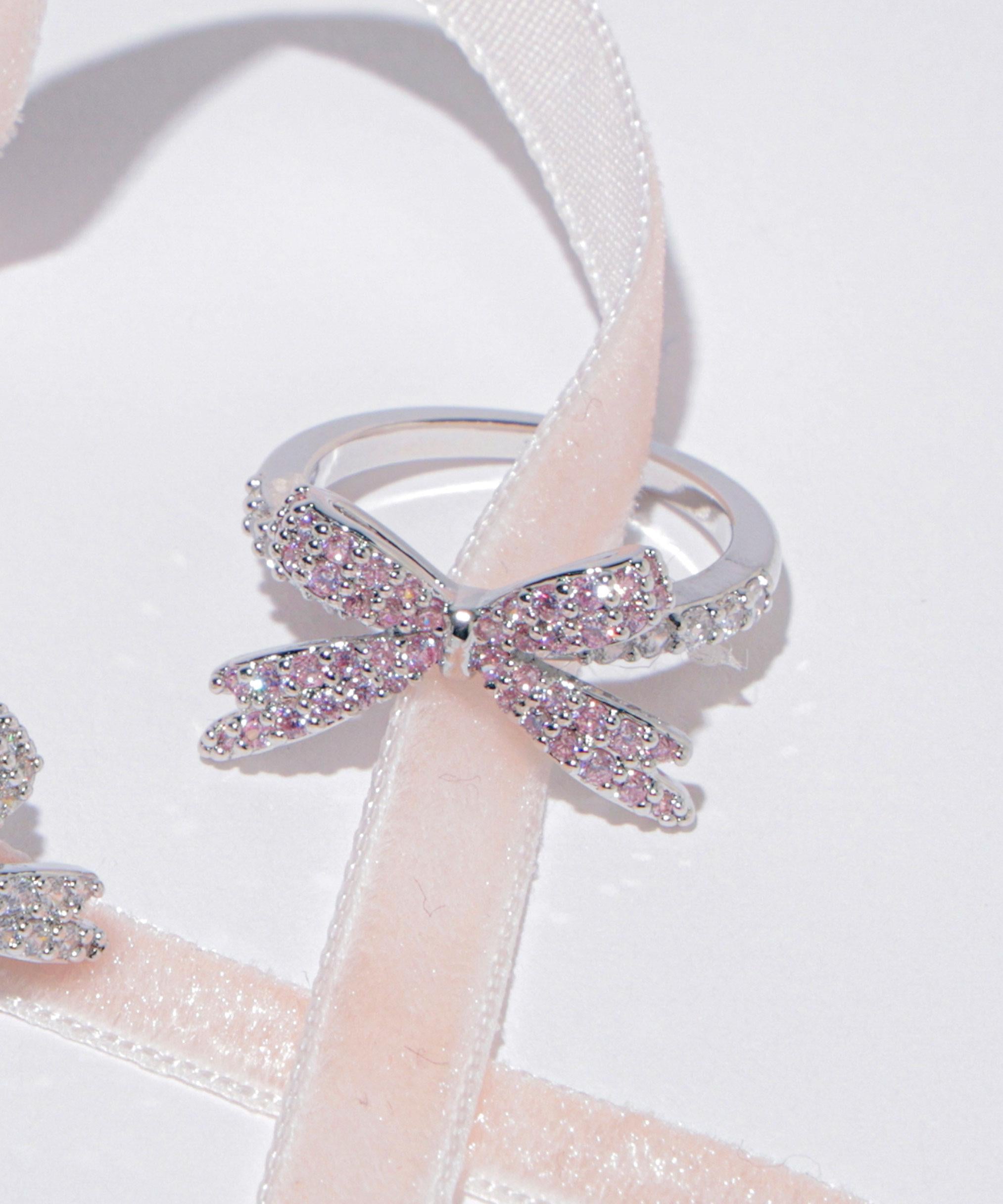 Cubic パヴェリボンリング ピンク