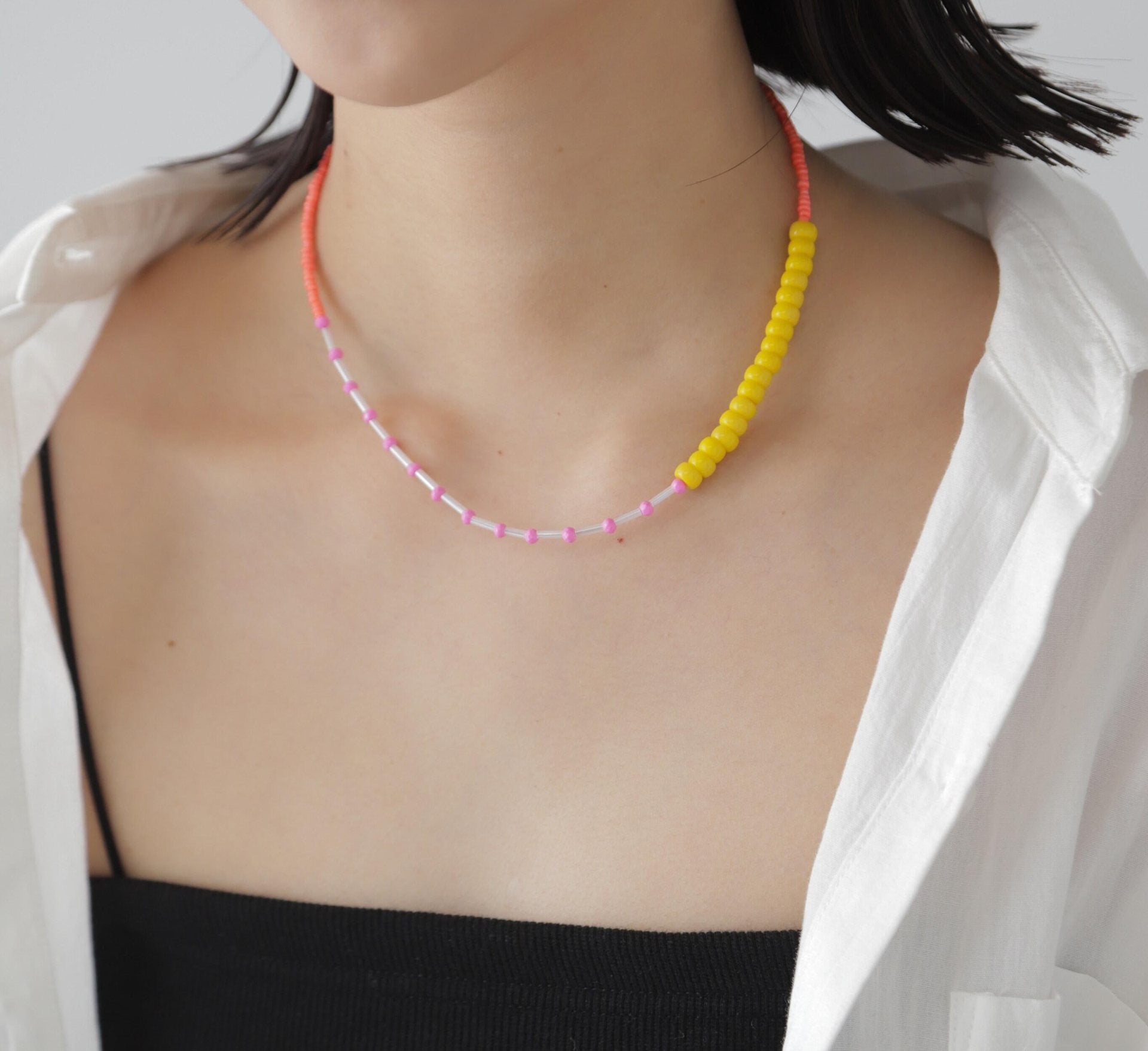 ビーズチョーカー イエロー