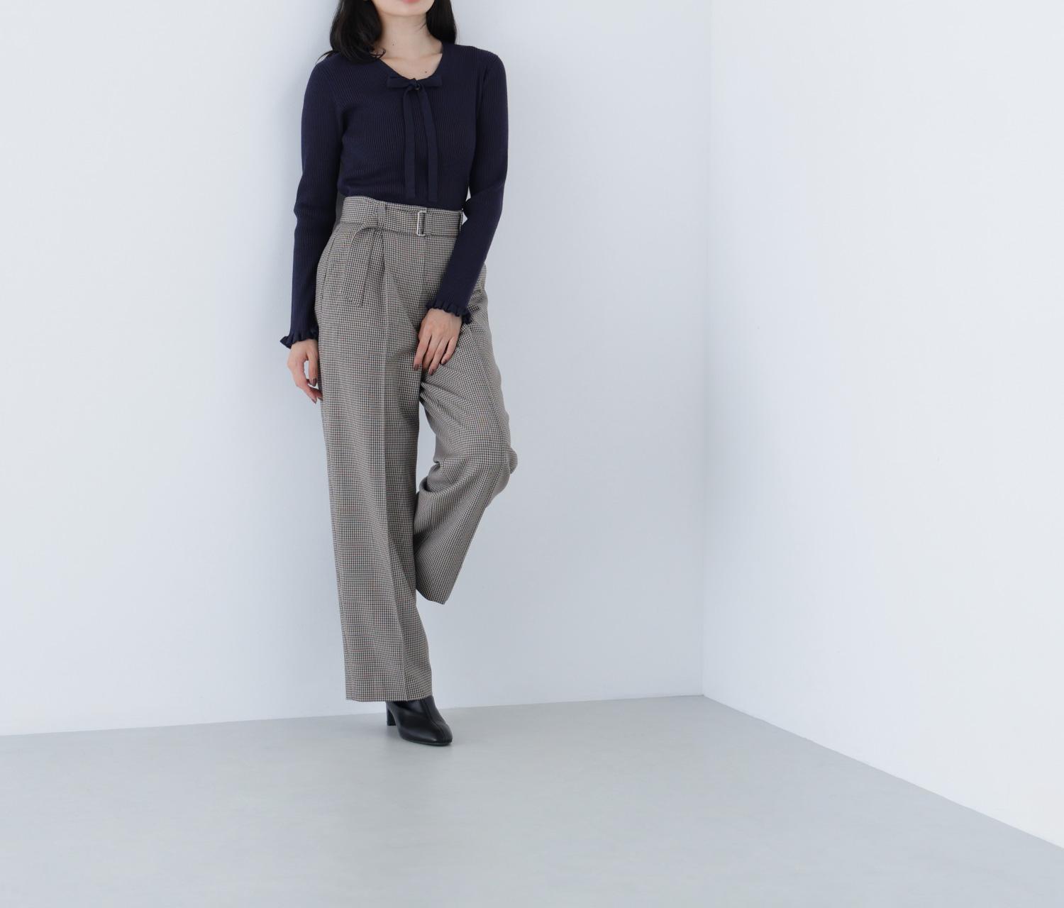 ラメリブボウタイニット ネイビー