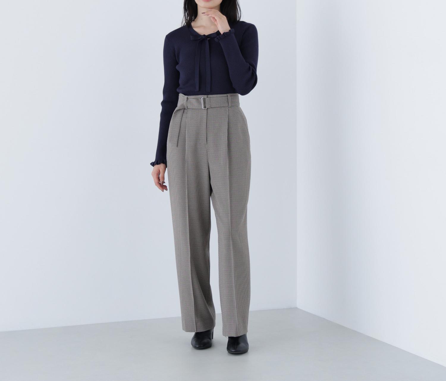 ラメリブボウタイニット ネイビー