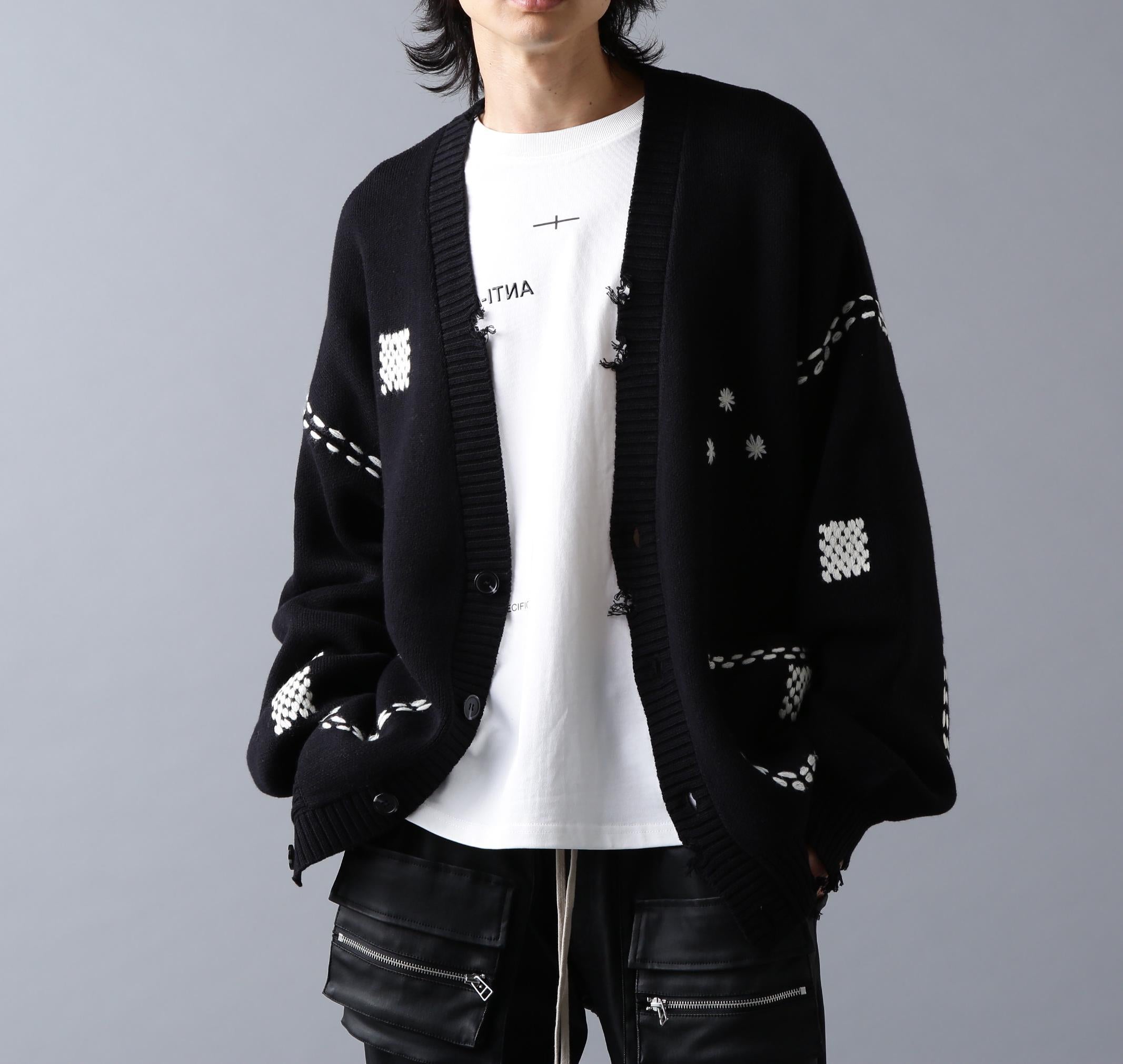 DankeSchon/ダンケシェーン/HAND STITCH KNIT CA>DIGAN ブラック