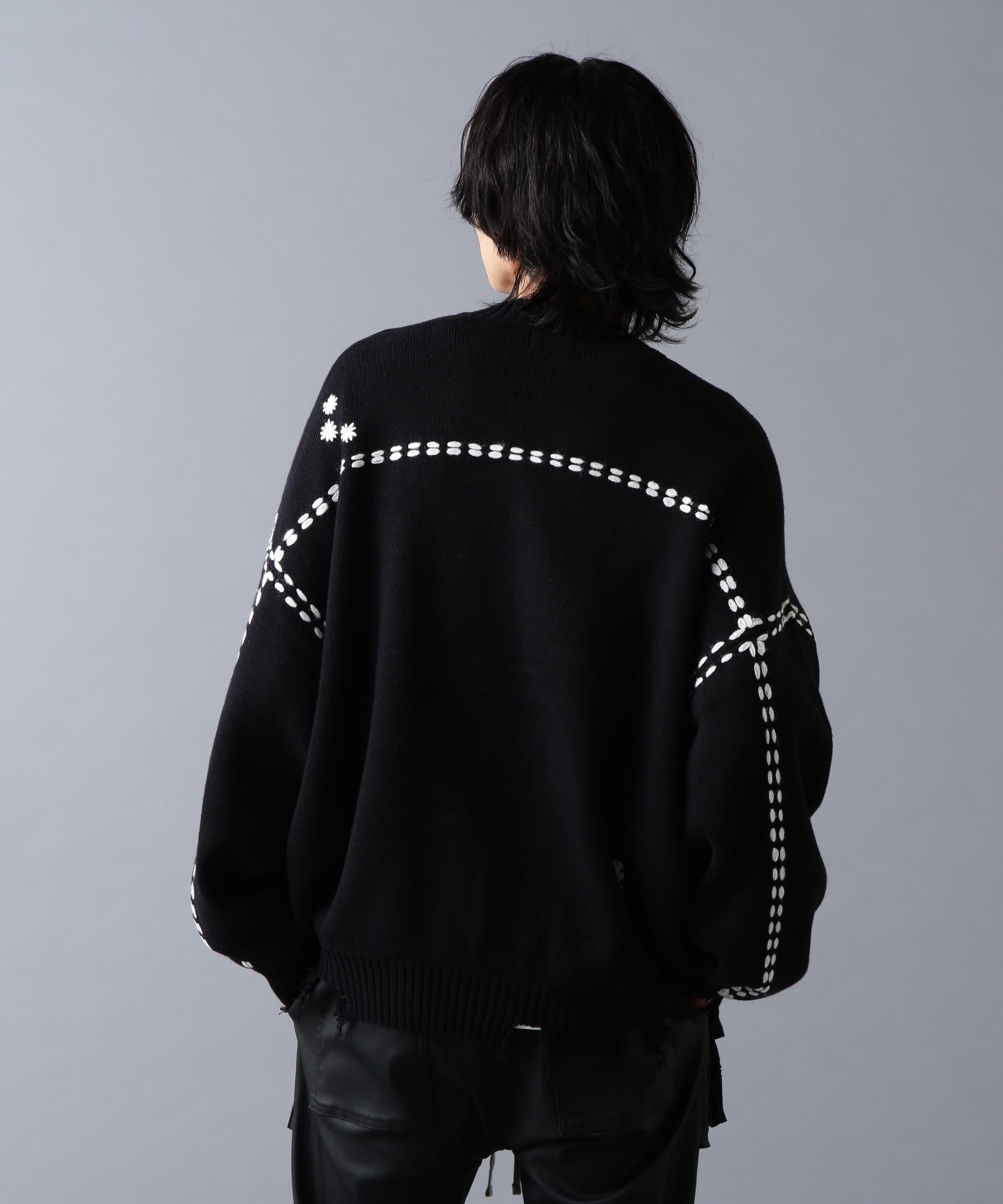 DankeSchon/ダンケシェーン/HAND STITCH KNIT CA>DIGAN ブラック