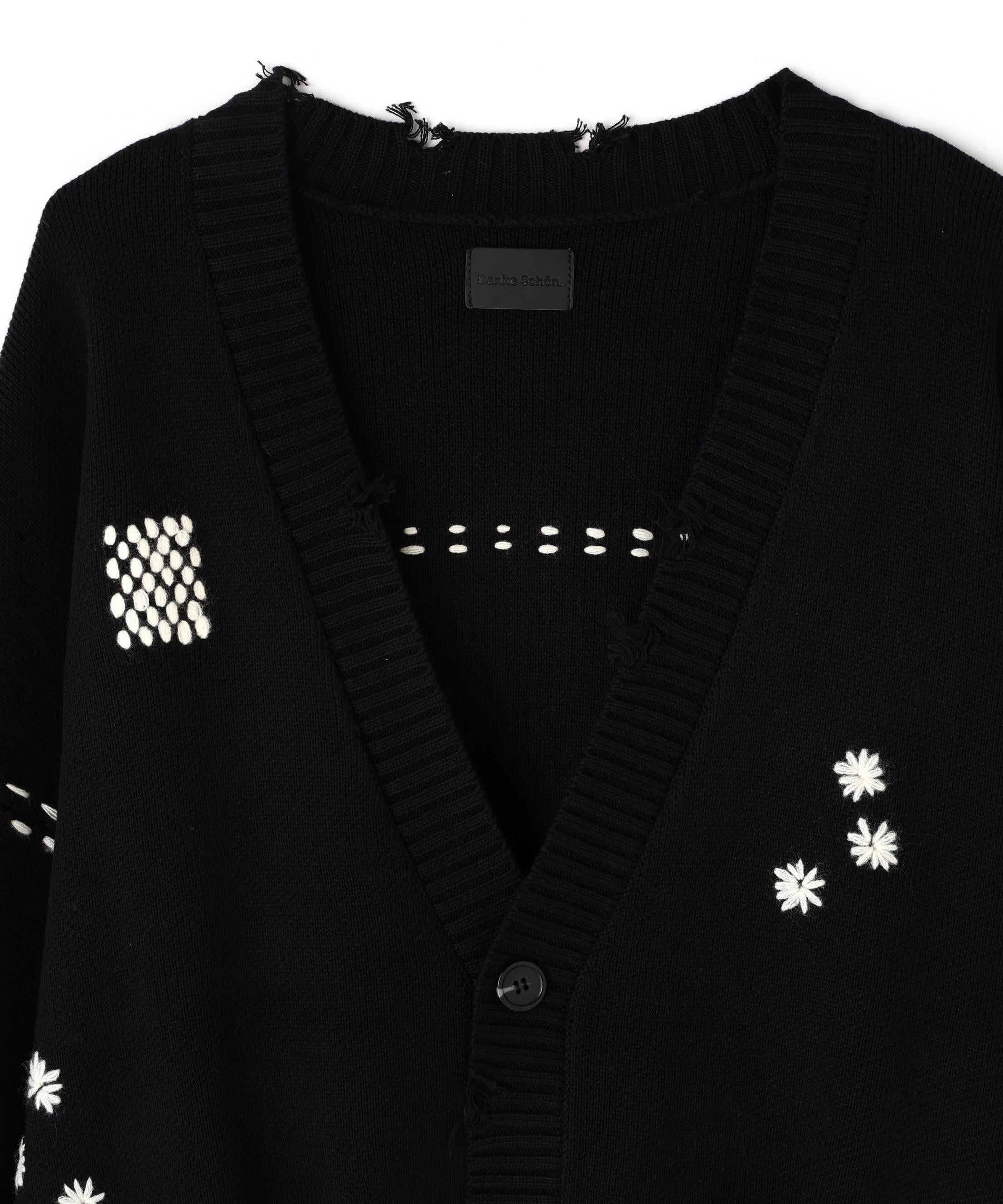 DankeSchon/ダンケシェーン/HAND STITCH KNIT CA>DIGAN ブラック