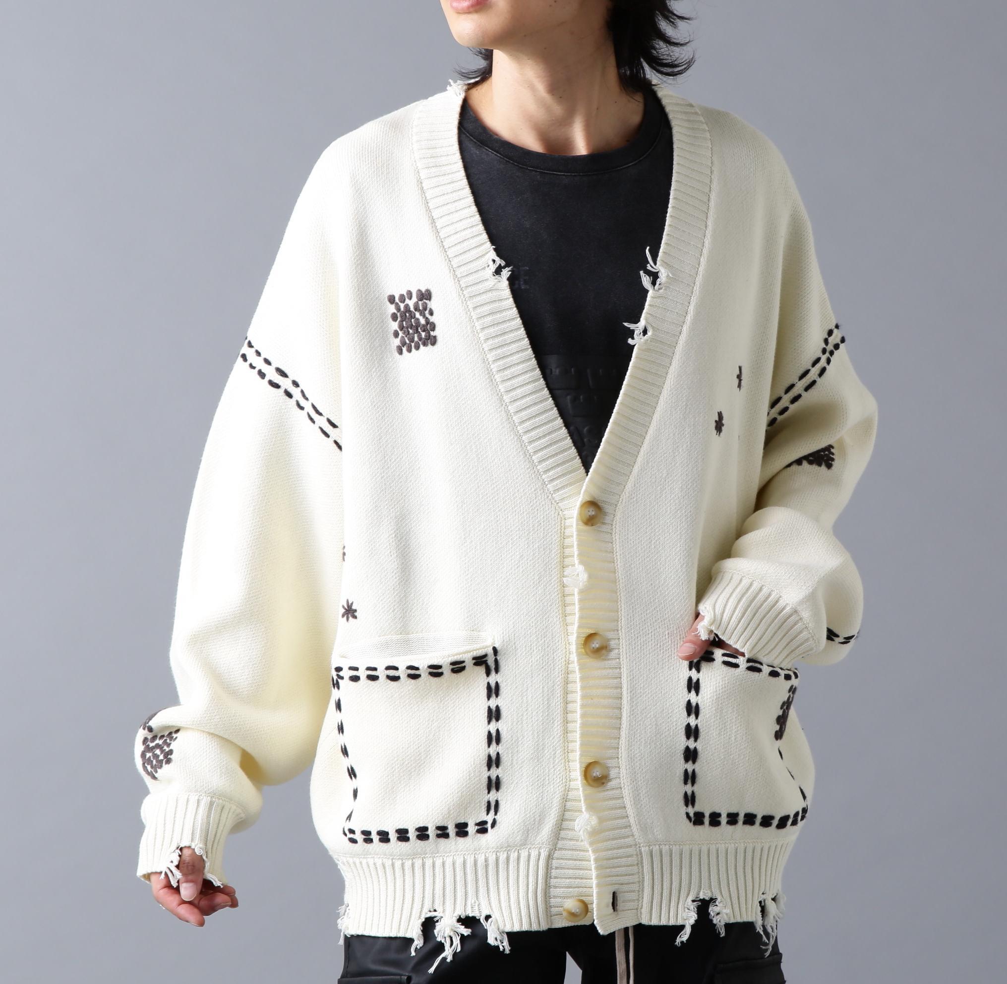 DankeSchon/ダンケシェーン/HAND STITCH KNIT CA>DIGAN ホワイト