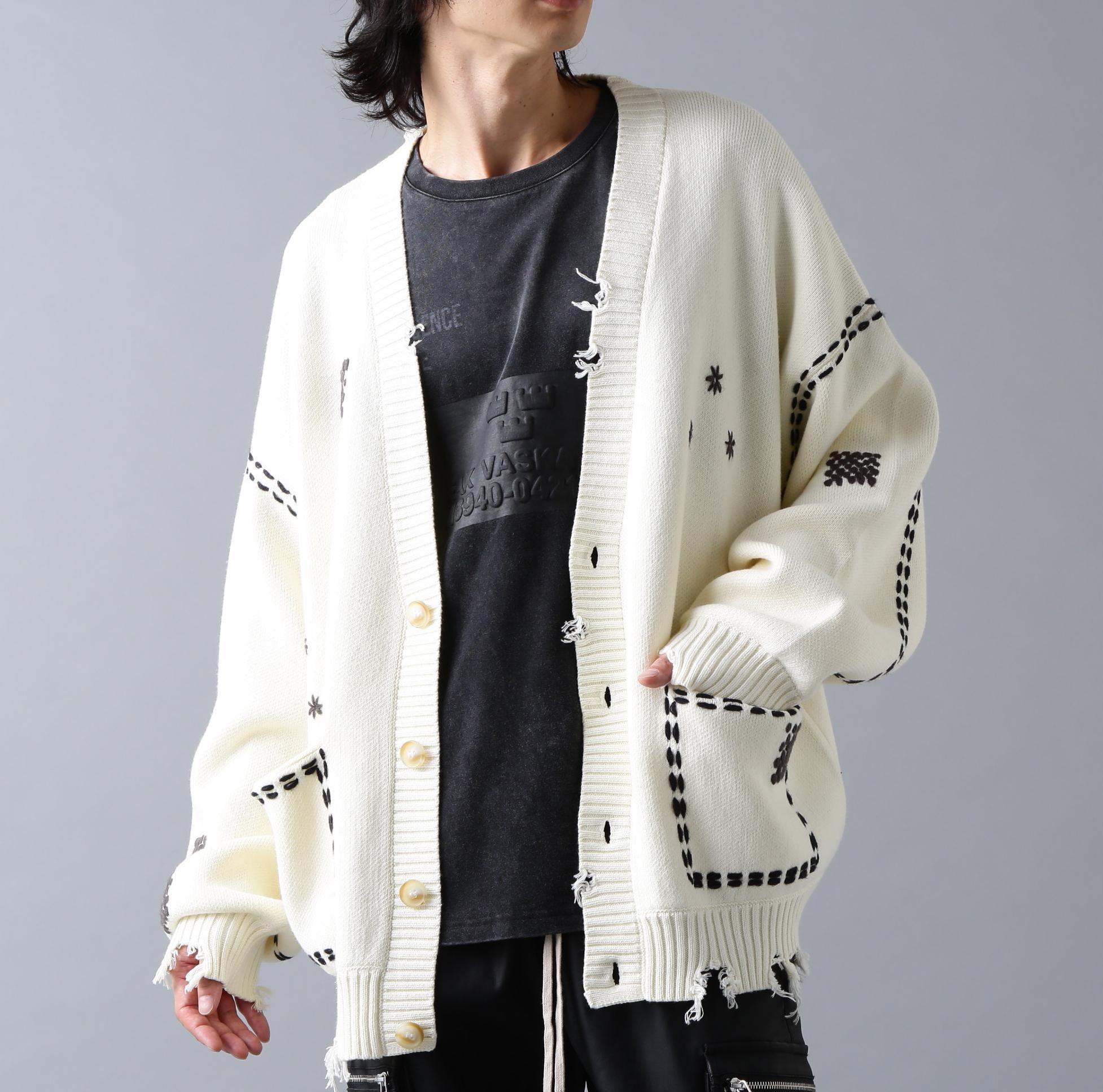 DankeSchon/ダンケシェーン/HAND STITCH KNIT CA>DIGAN ホワイト