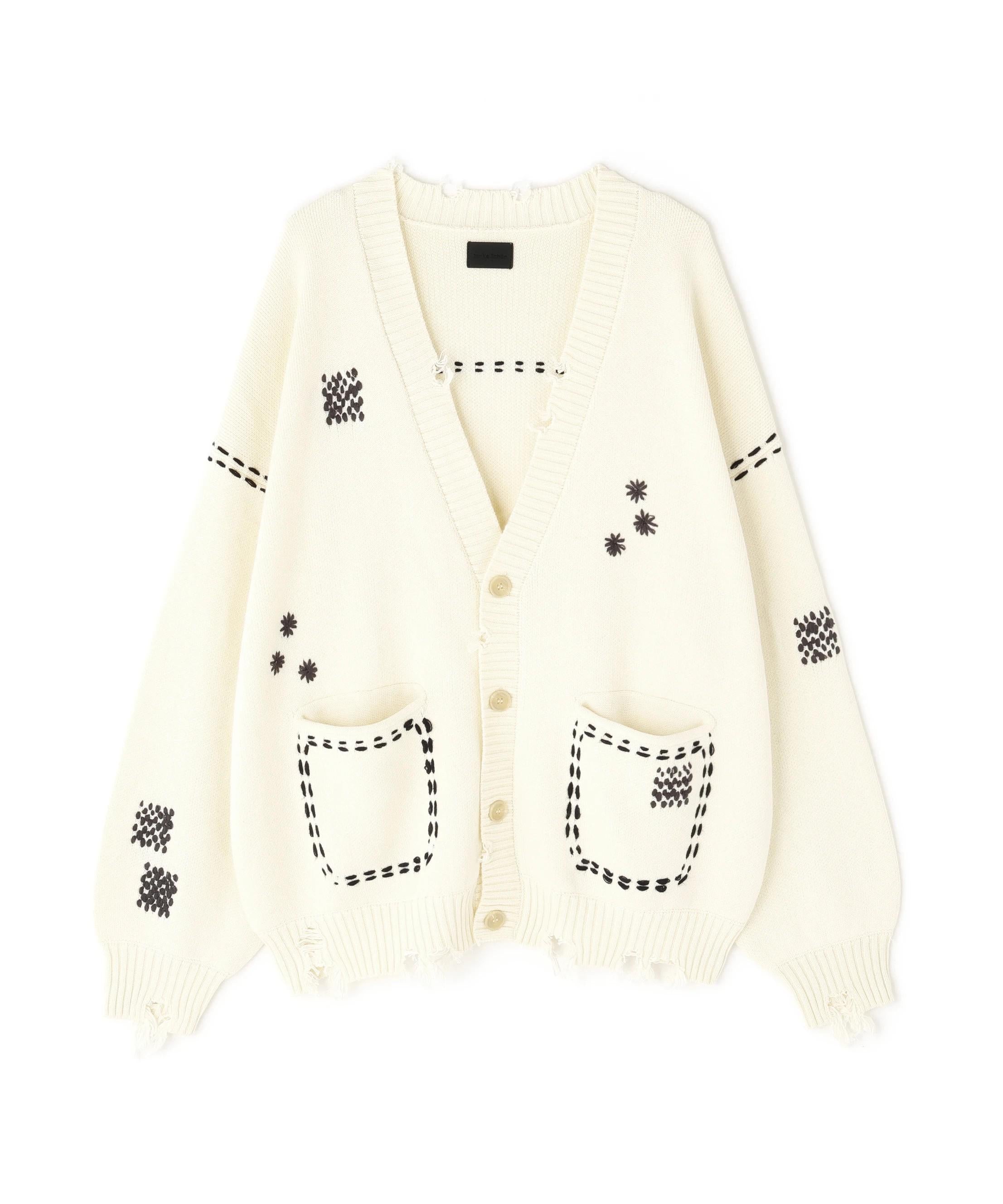 DankeSchon/ダンケシェーン/HAND STITCH KNIT CA>DIGAN ホワイト