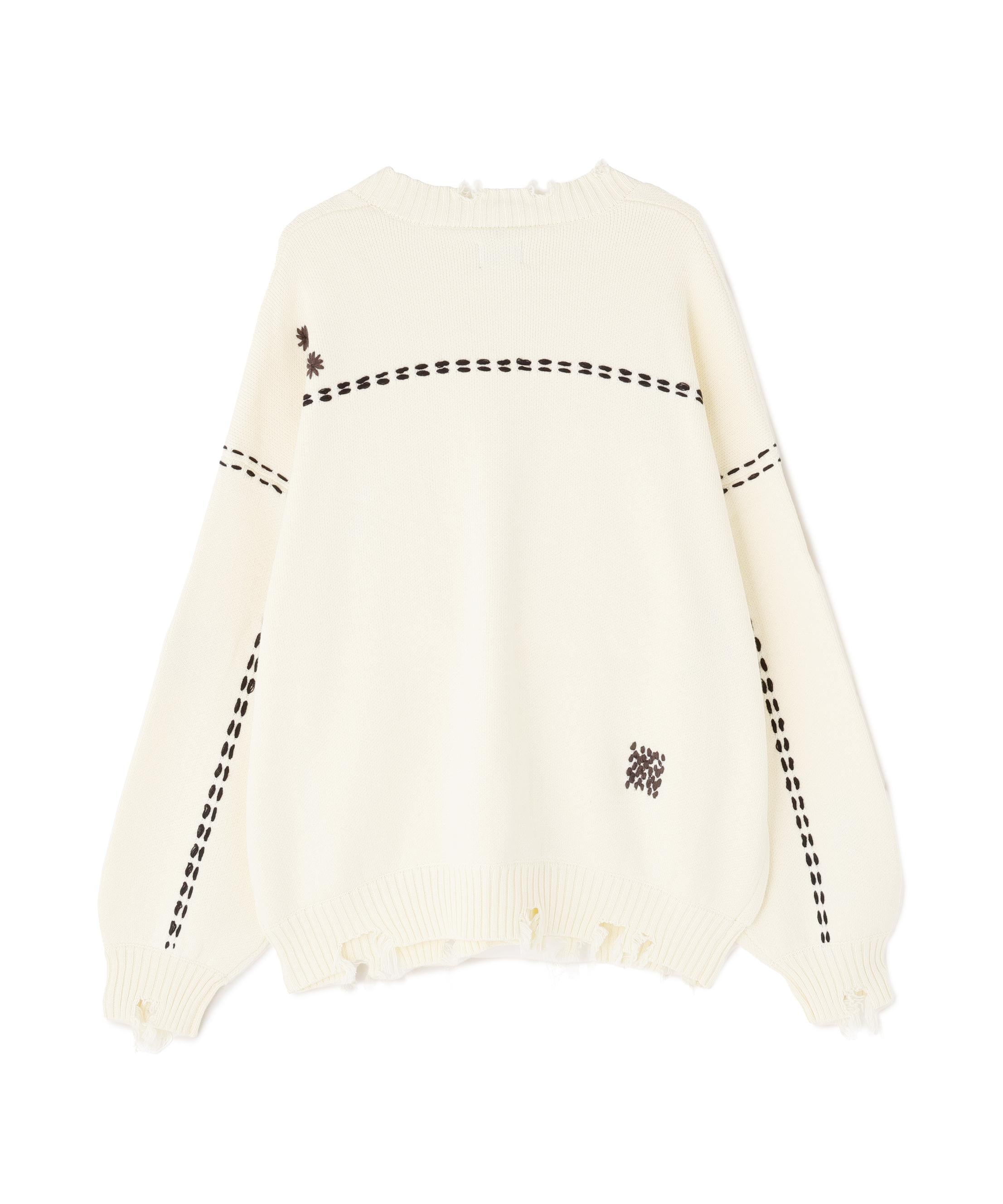 DankeSchon/ダンケシェーン/HAND STITCH KNIT CA>DIGAN ホワイト