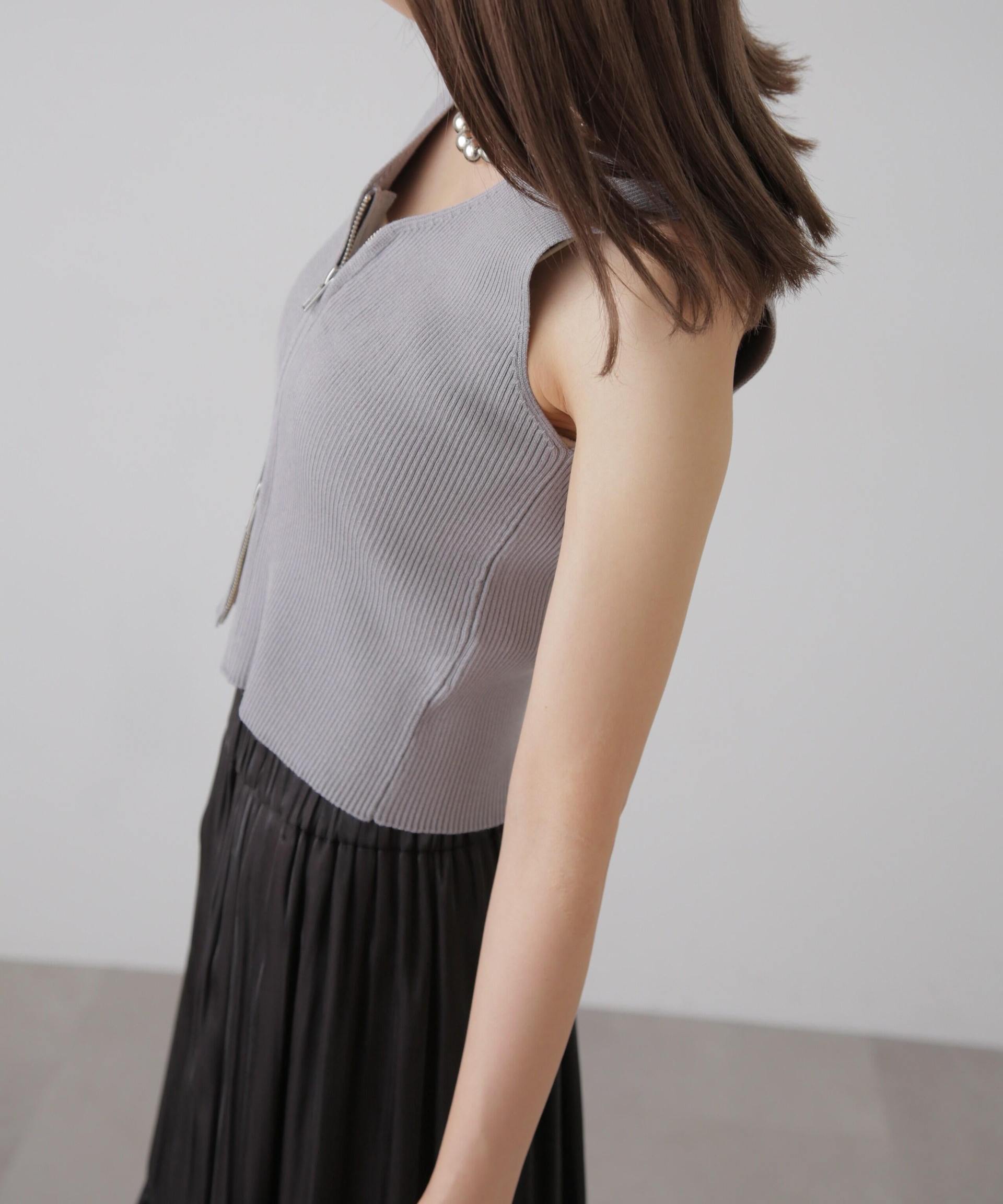 Front Zip Knit Tank Top