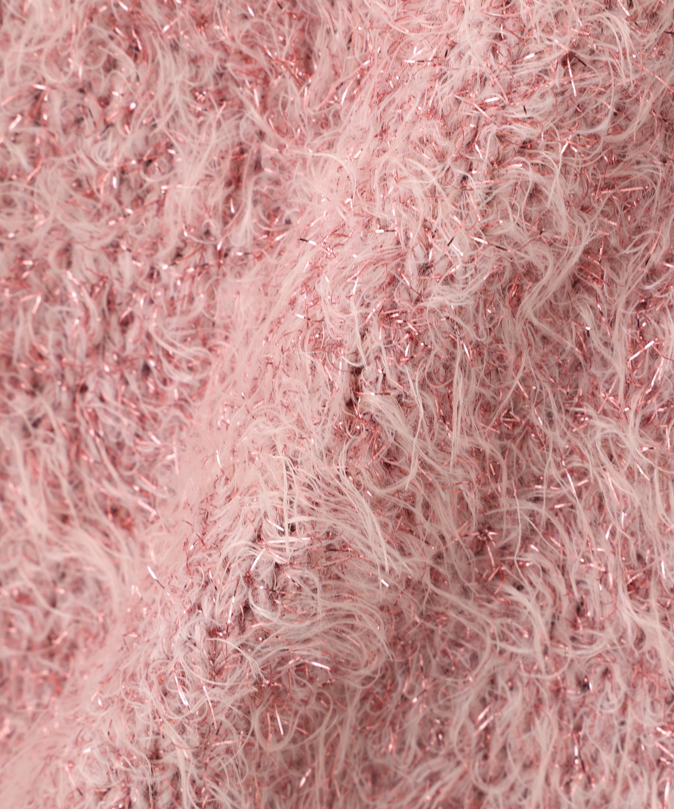 ラメフェザープルオーバーニット ピンク