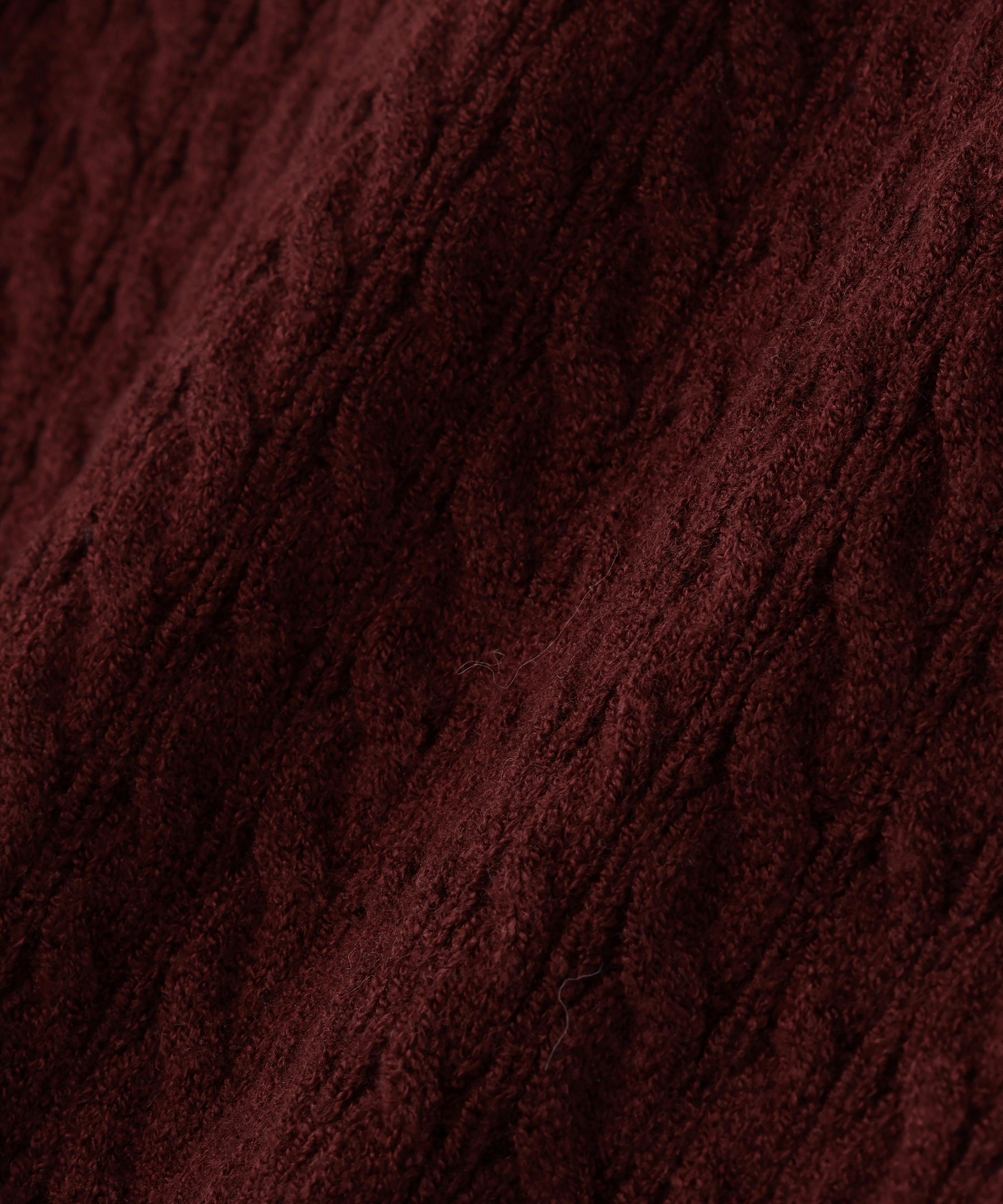 シャツカラードッキングケーブルニット ブラウン×イエロー2