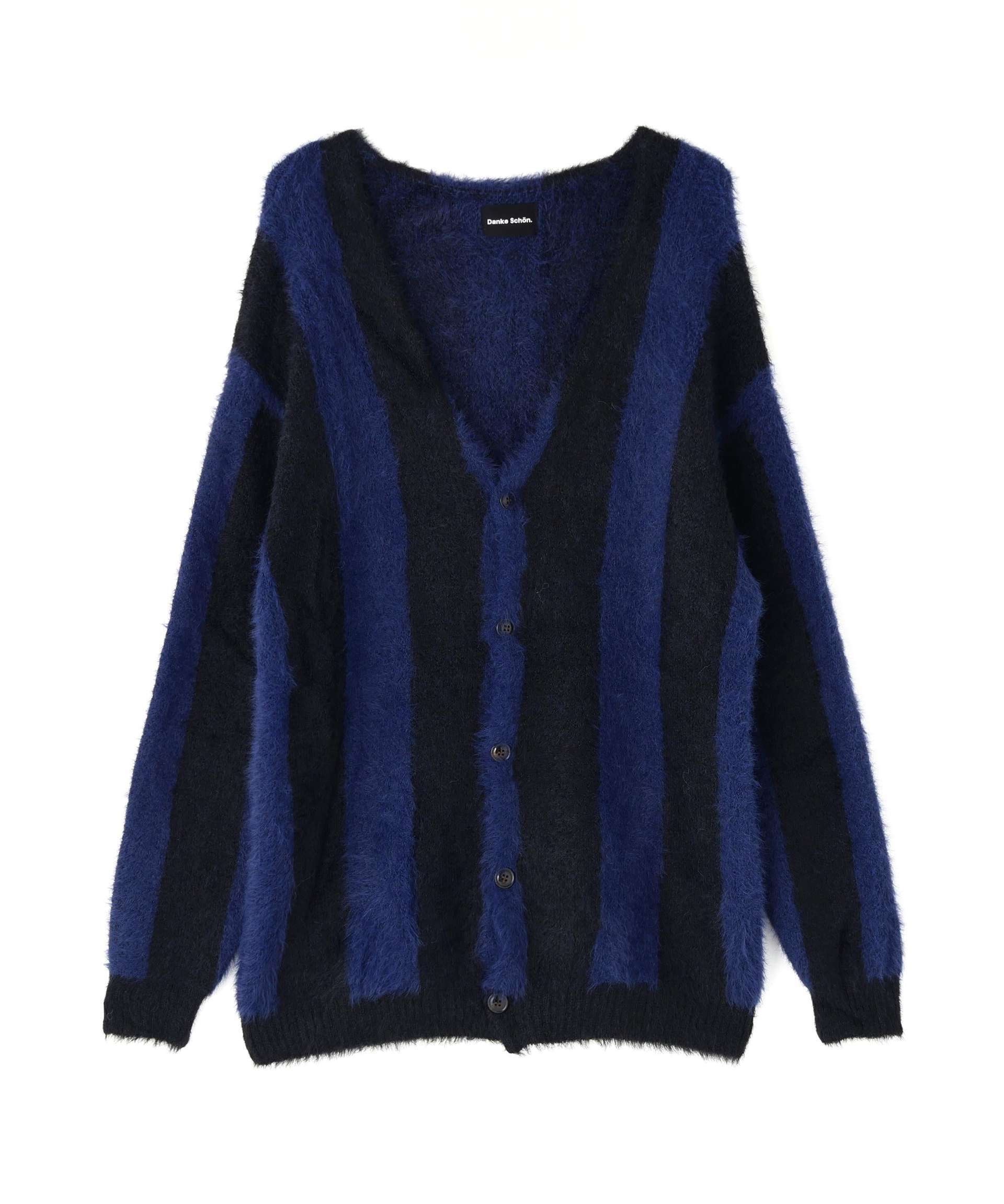 DankeSchon/ダンケシェーン/SHAGGY STRIPE CARDIGAN ブラック