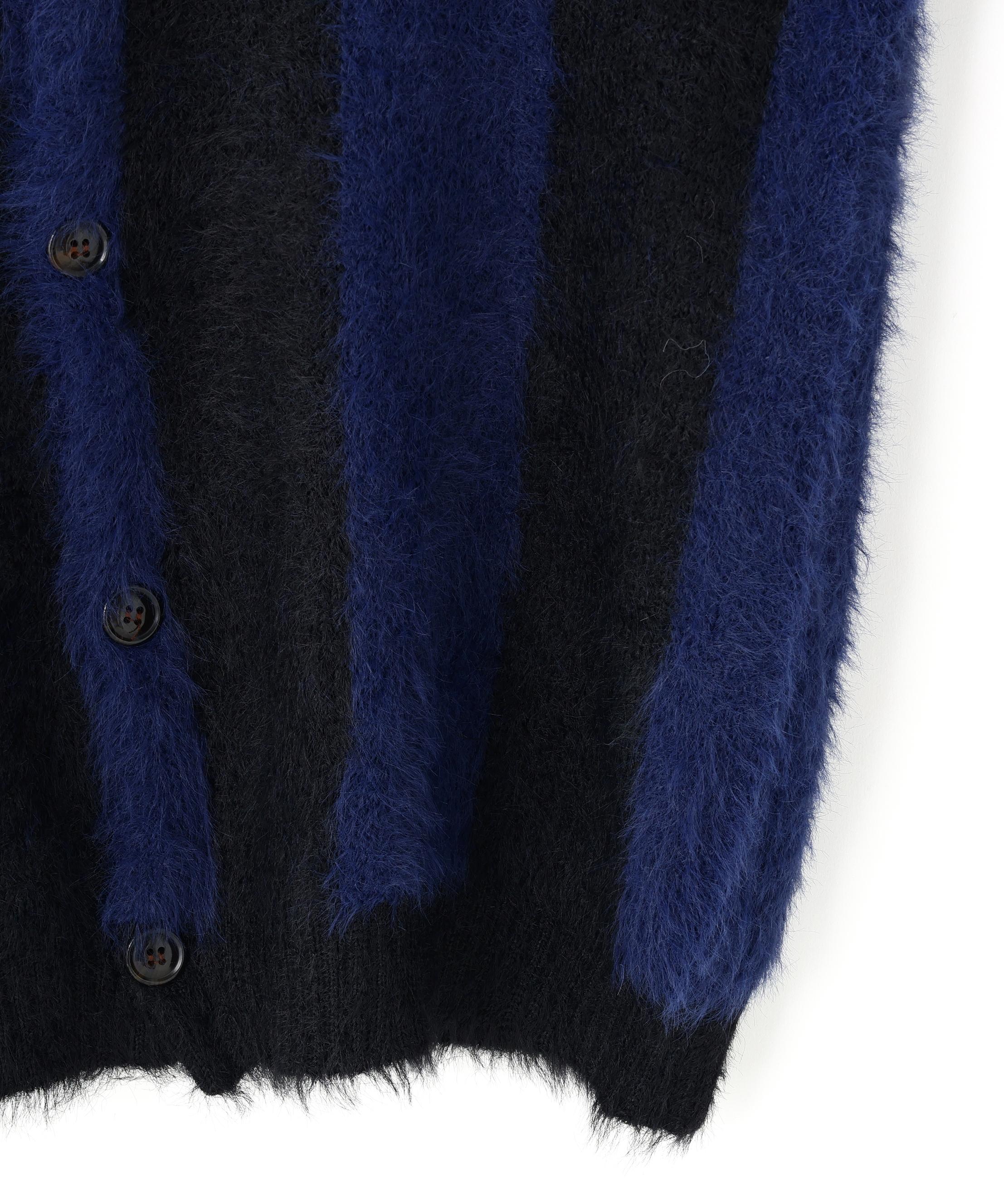 DankeSchon/ダンケシェーン/SHAGGY STRIPE CARDIGAN ブラック