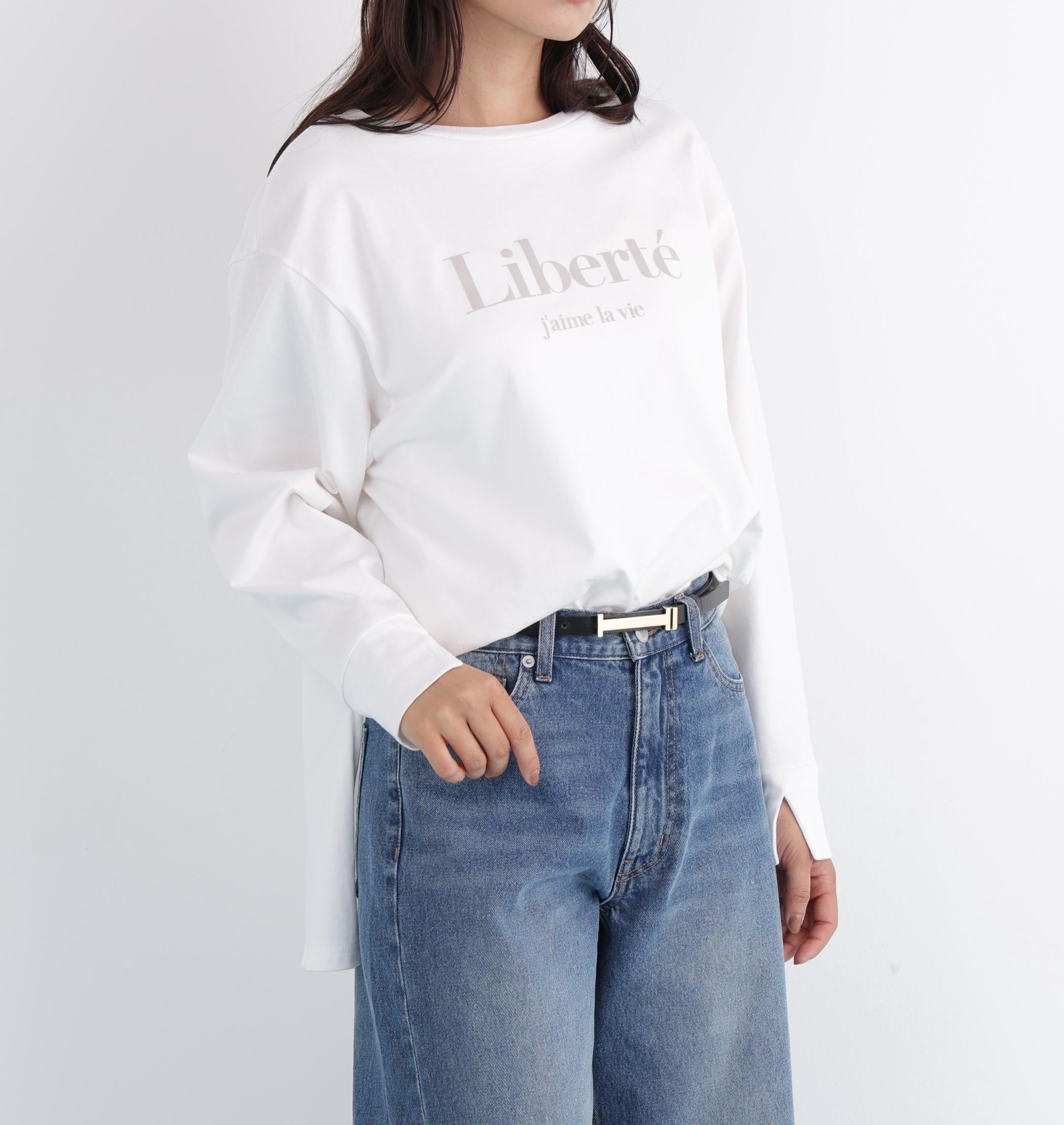 「Ｌｉｂｅｒｔｅ」ロングＴシャツ ホワイト