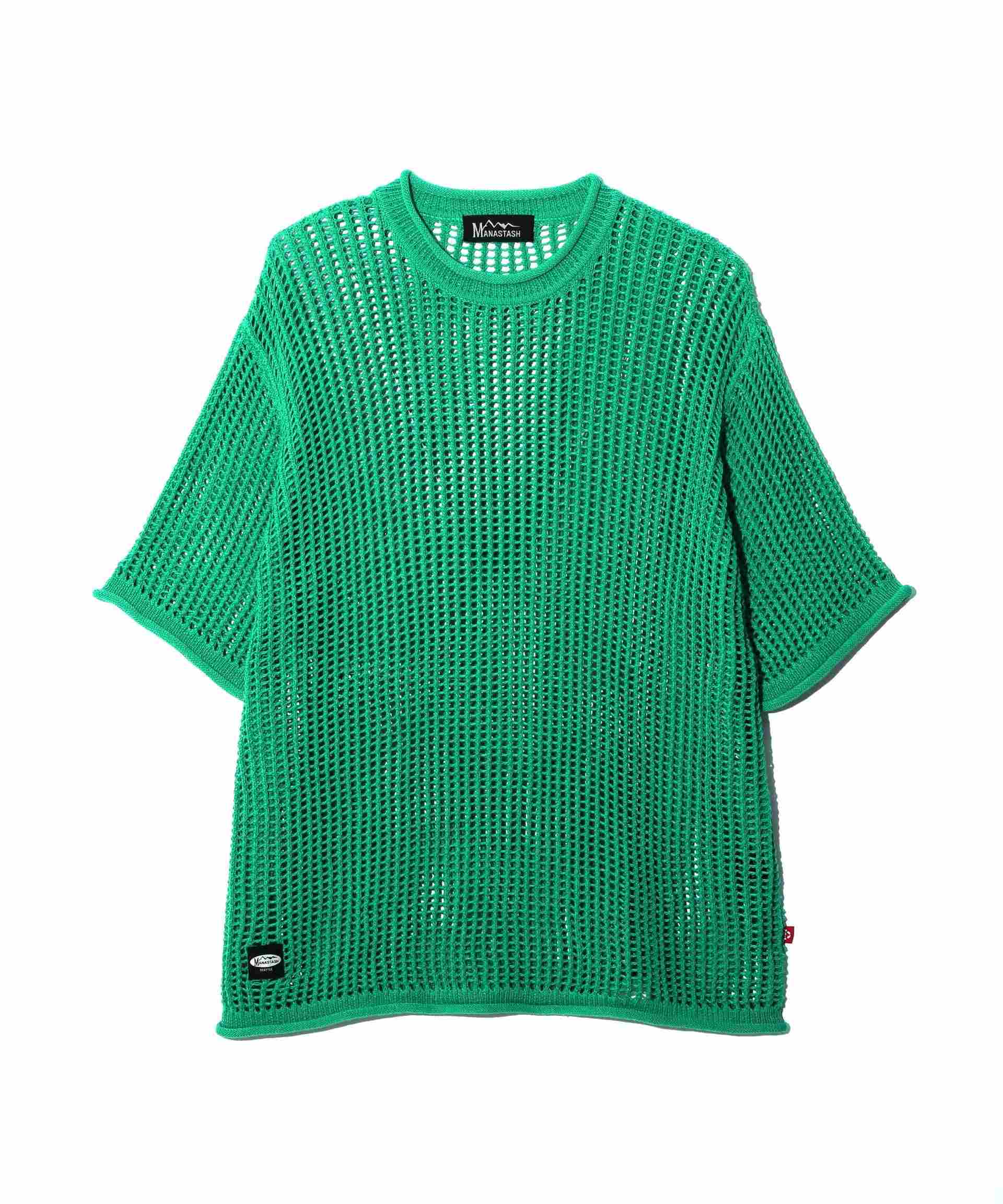 MANASTASH/マナスタッシュ/MESH SUMME> SWEATE>/メッシュサマーセーター グリーン