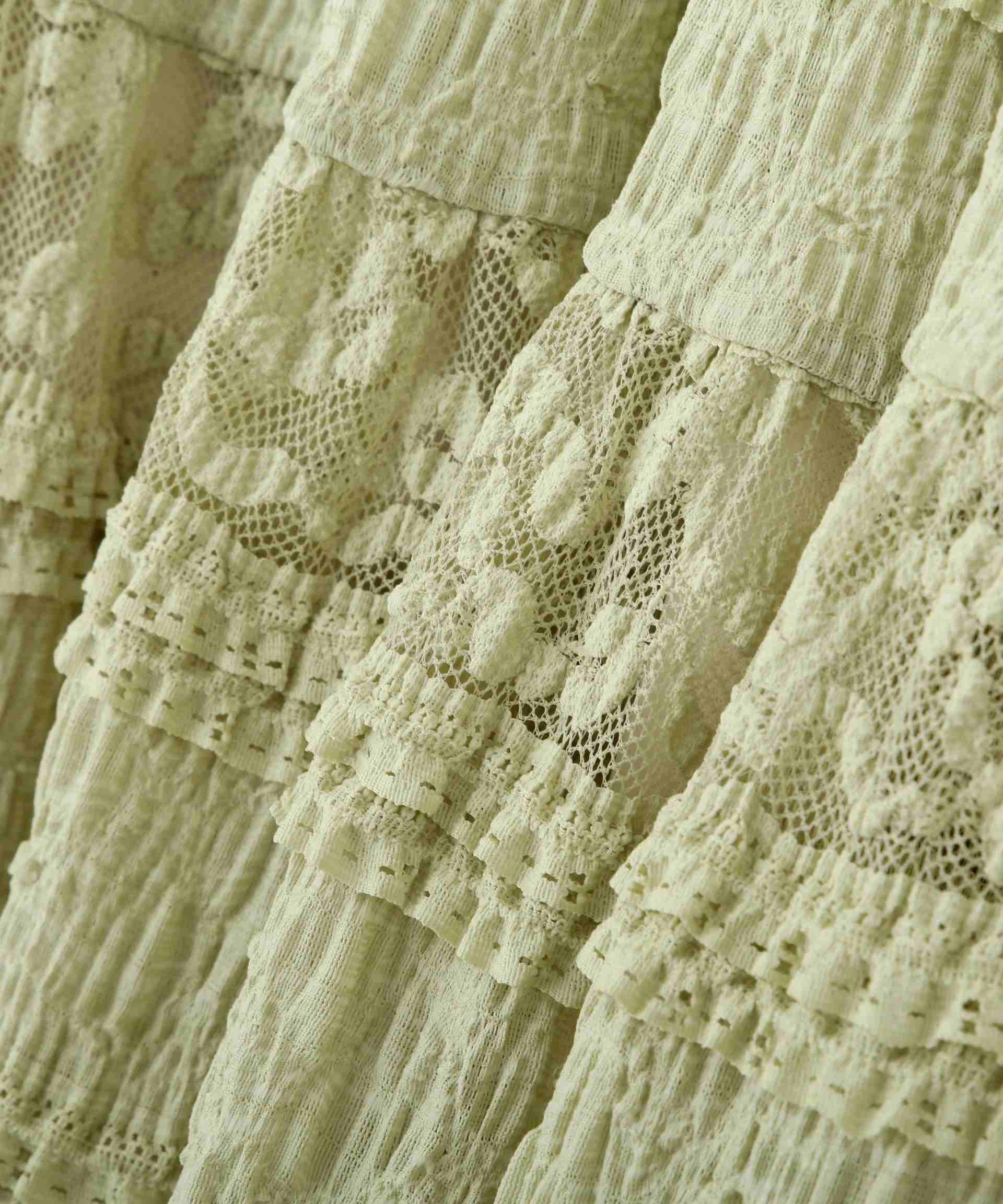 ティアードレーススカート グリーン
