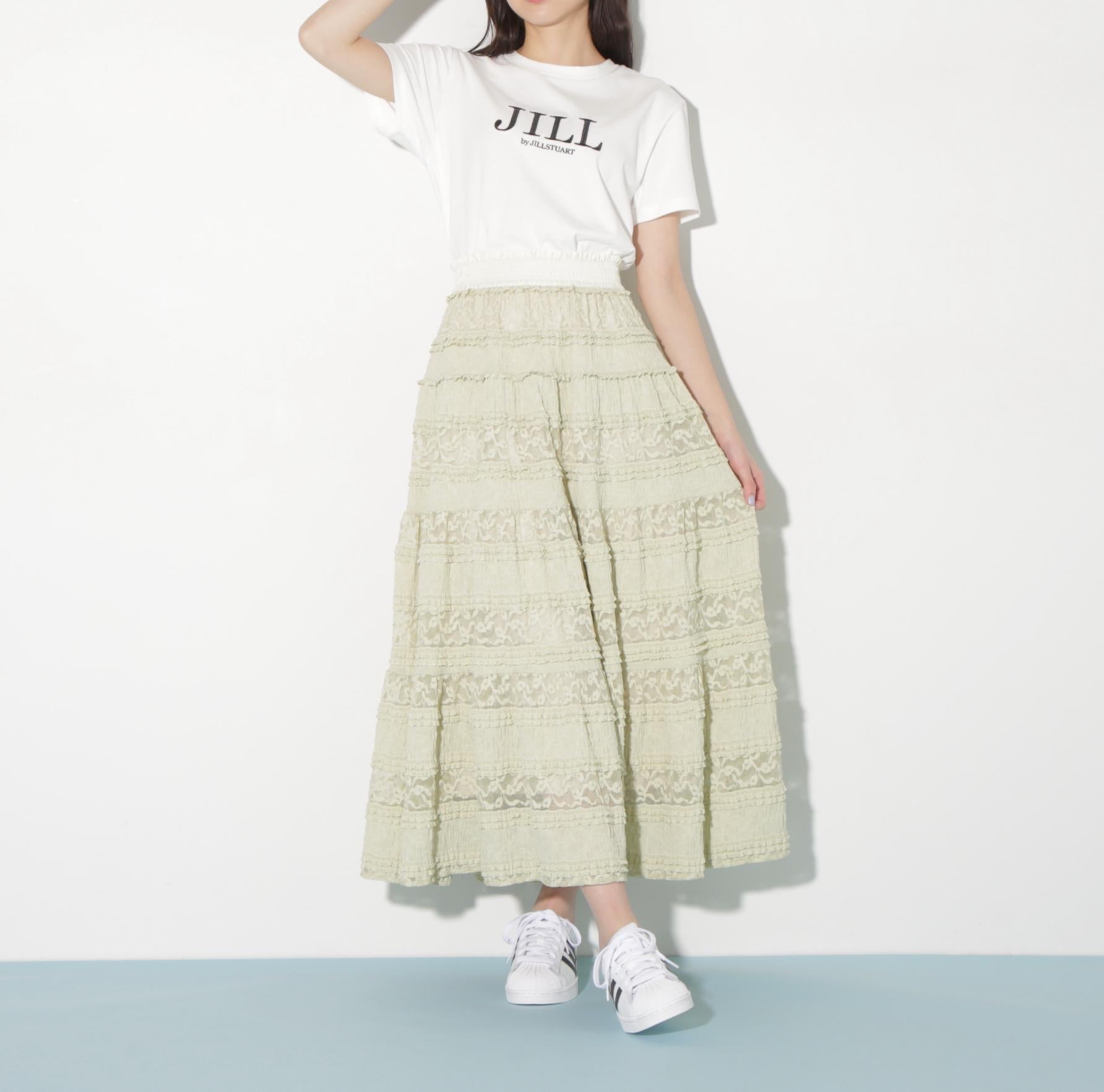 ティアードレーススカート グリーン