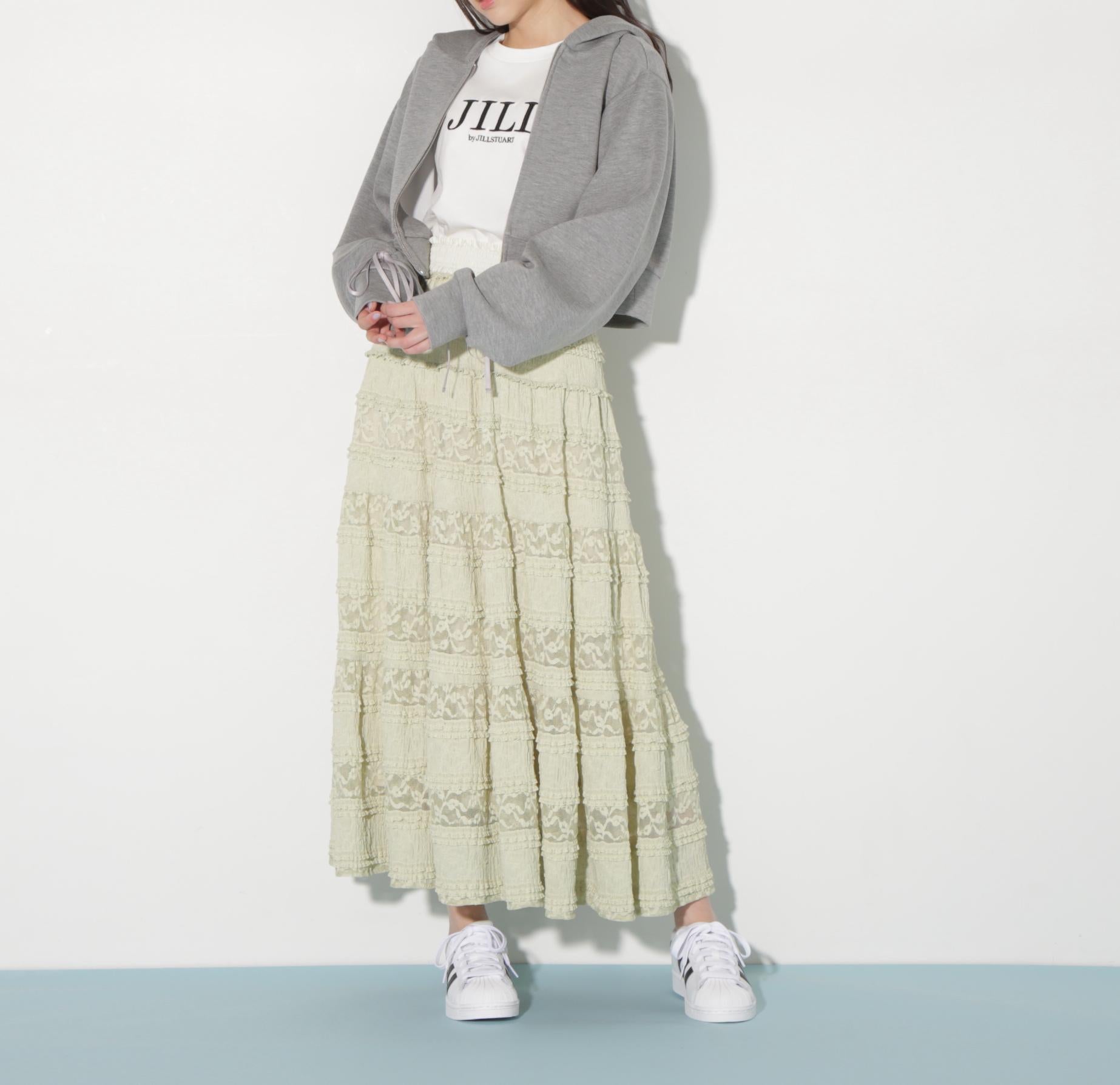 ティアードレーススカート グリーン