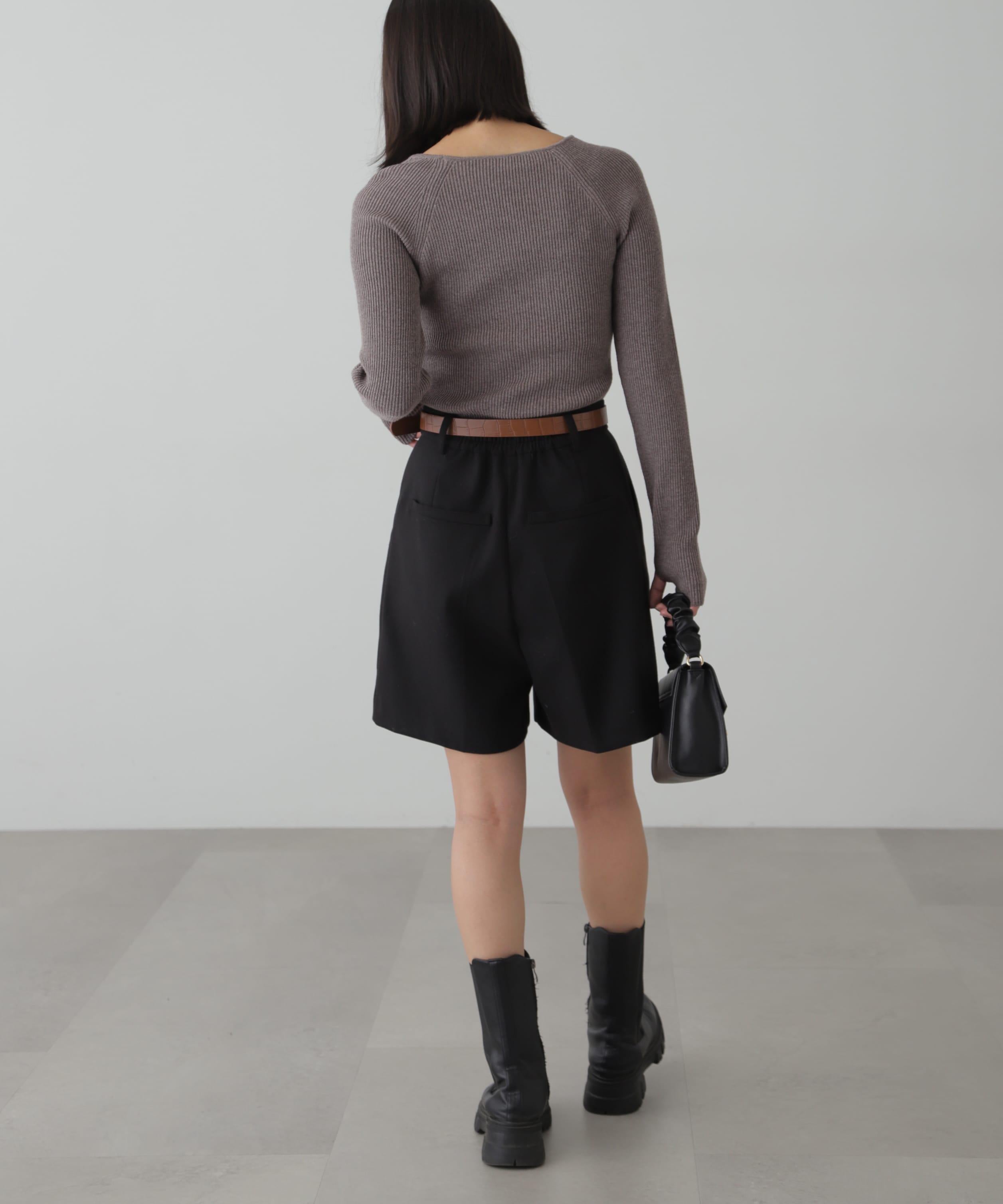 クルーネックカッティングニット グレー