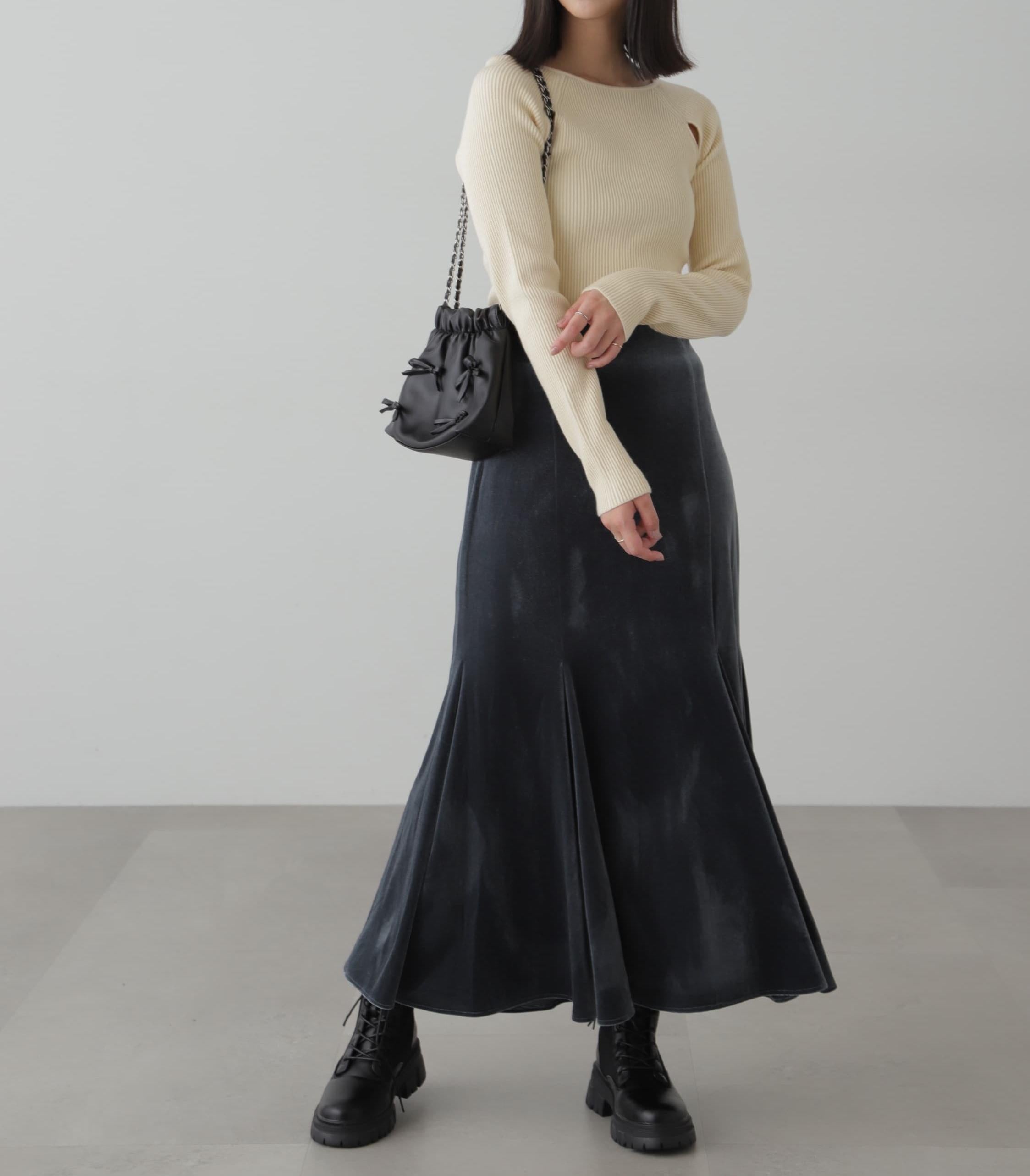 クルーネックカッティングニット オフホワイト