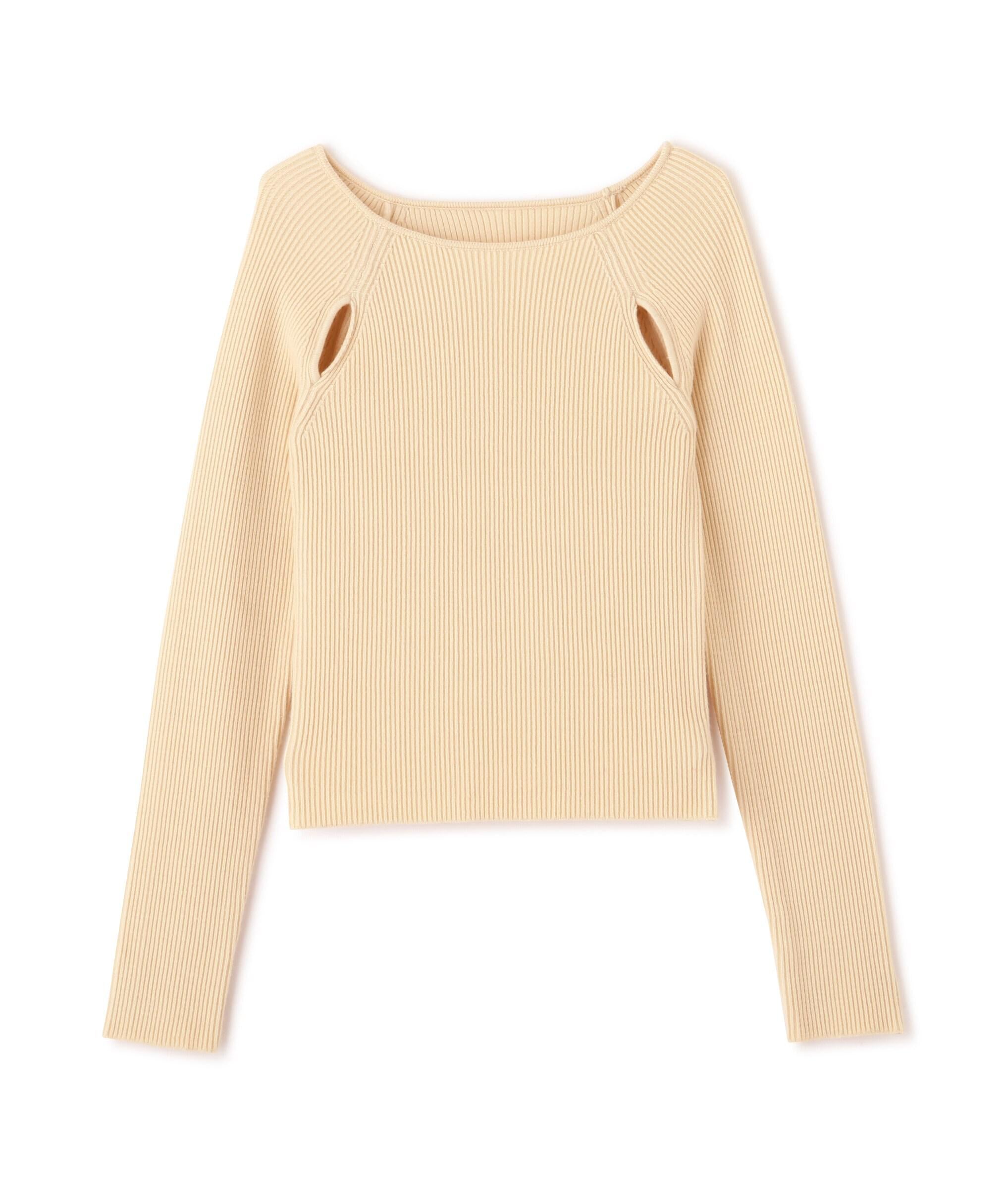 クルーネックカッティングニット オフホワイト