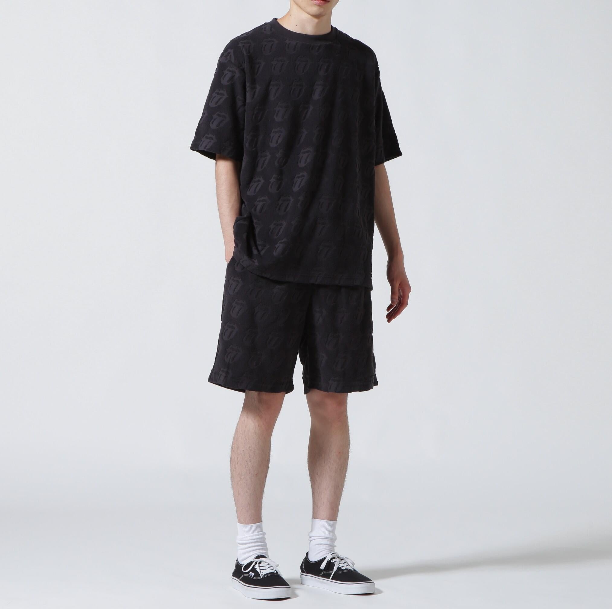 SU>T x R'2nd（サート x ビーセカンド）別注パイルTシャツ/リップス＆タン ブラック