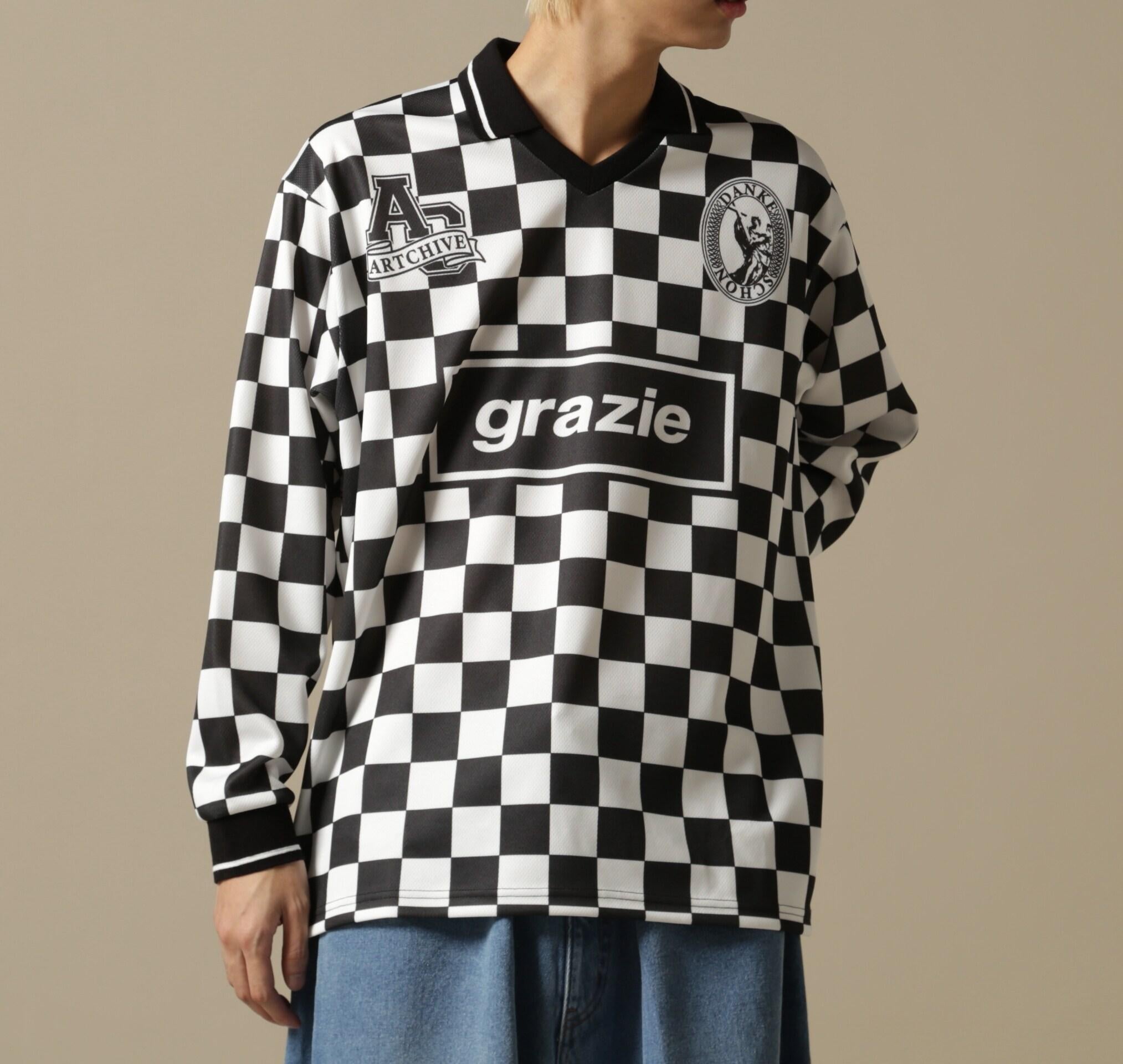 DankeSchon/ダンケシェーン/チェッカーロングスリーブ ゲームシャツ ブラック
