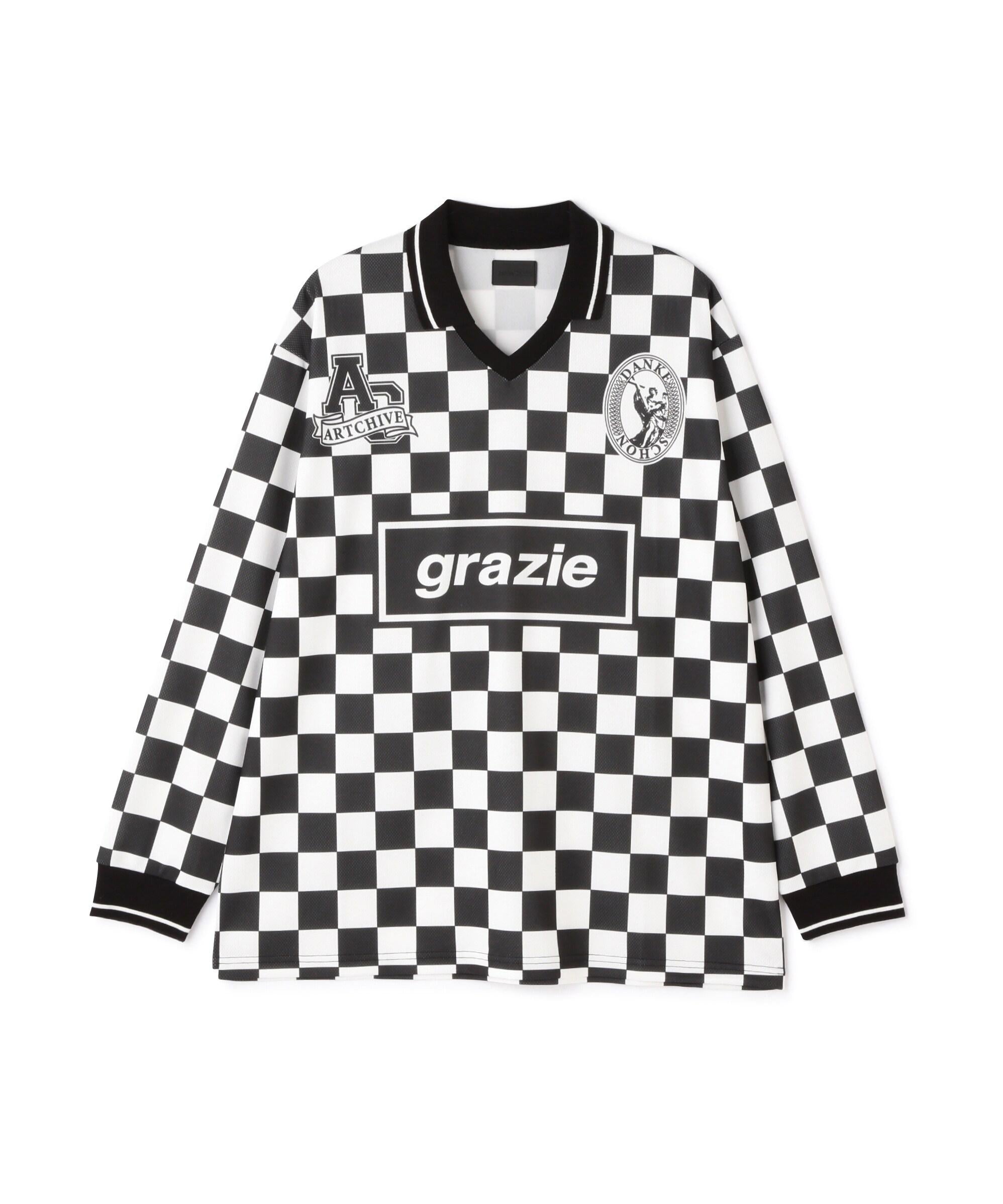 DankeSchon/ダンケシェーン/チェッカーロングスリーブ ゲームシャツ ブラック